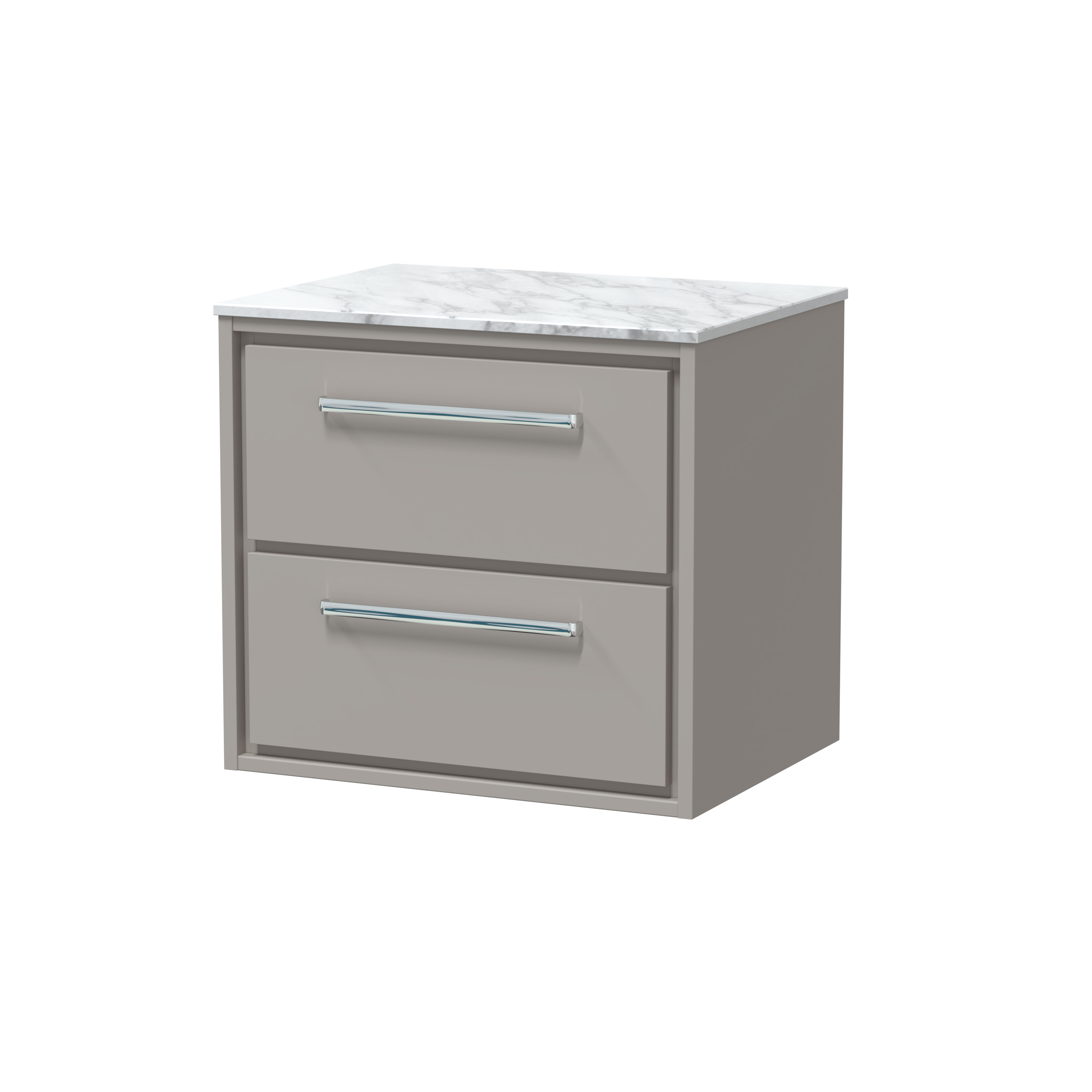 Hudson Reed Lille Pebble Grey 600mm Wall Hung 2 Drawer Vanity with Marble Worktop LIL3224CMT