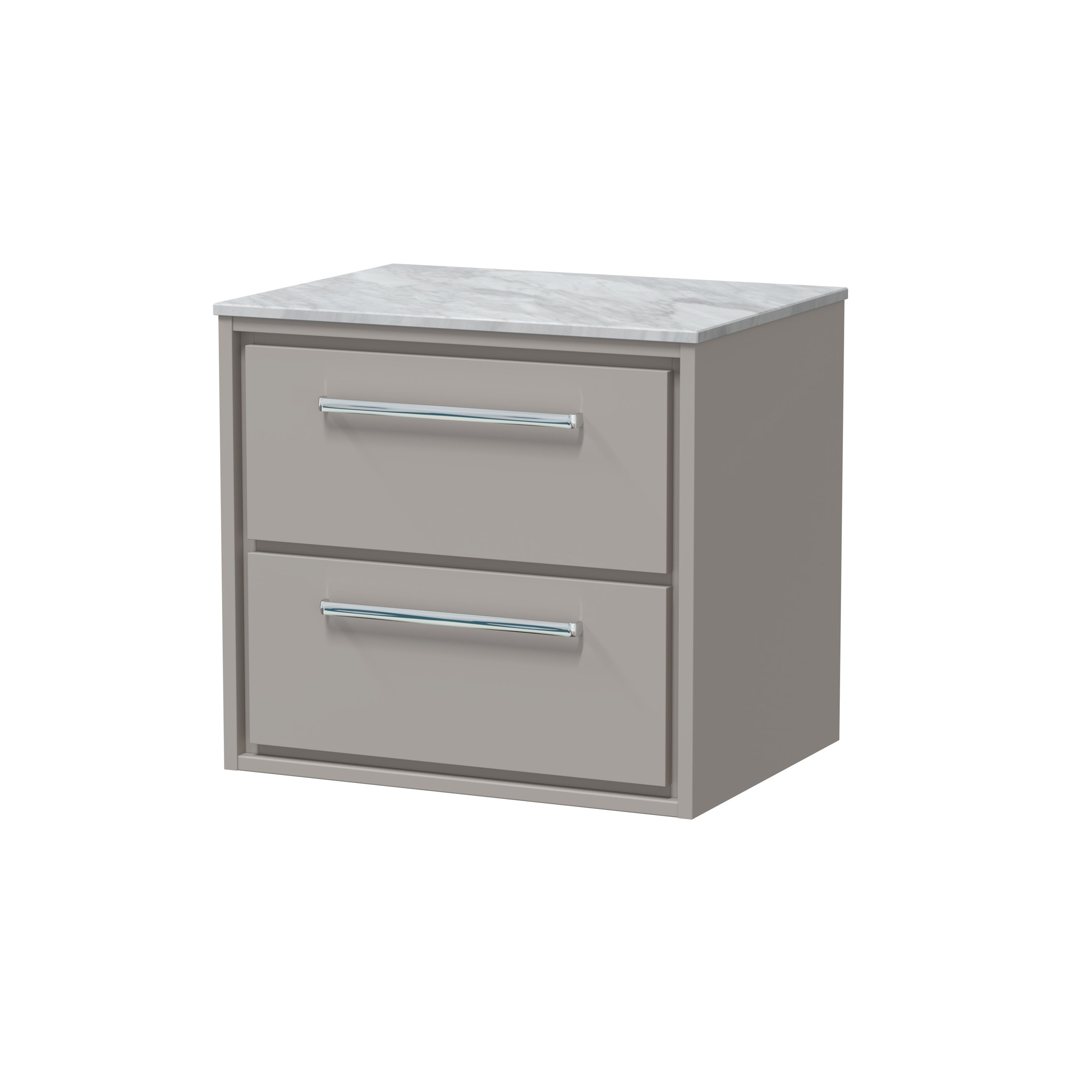 Hudson Reed Lille Pebble Grey 600mm Wall Hung 2 Drawer Vanity with Marble Worktop LIL3224GMT