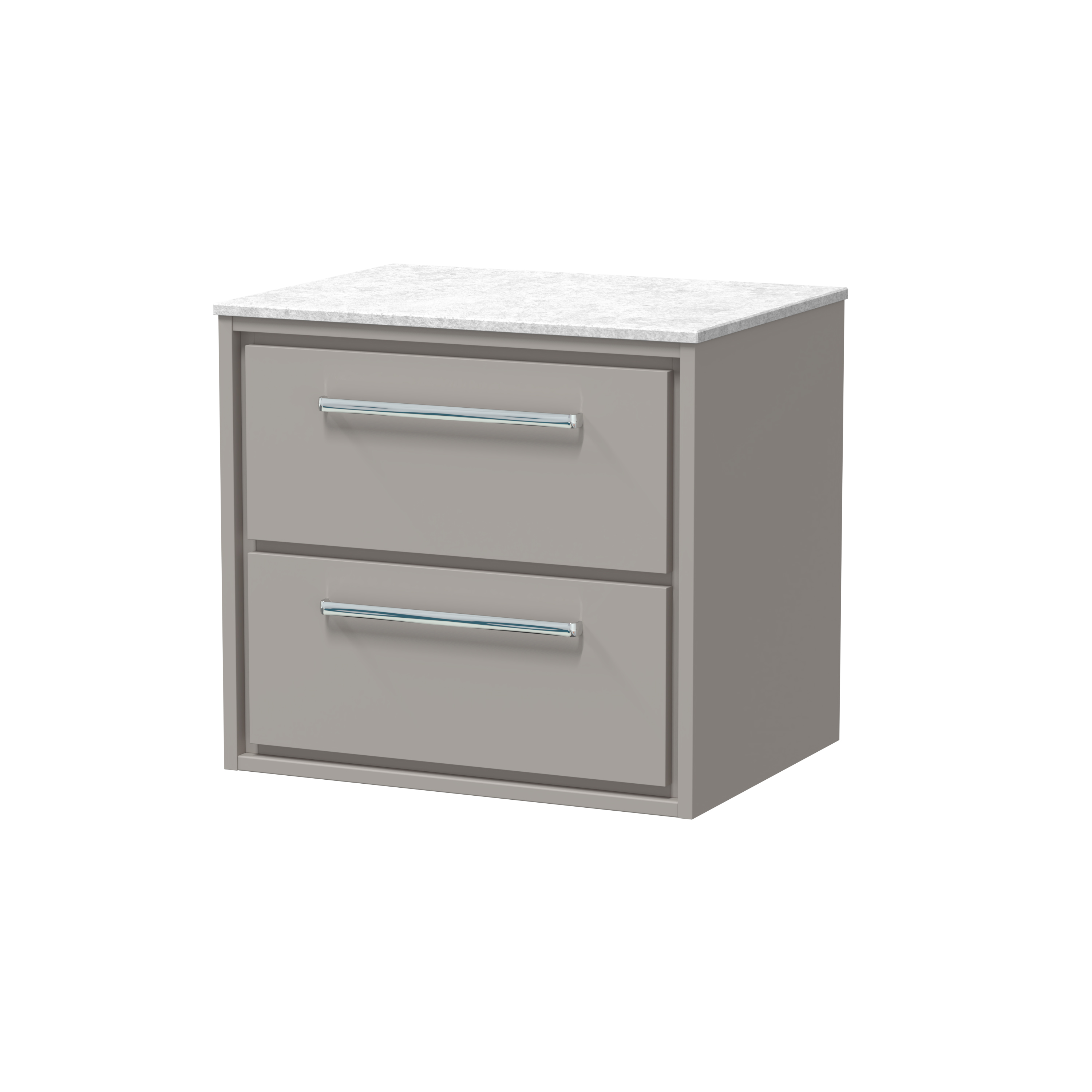 Hudson Reed Lille Pebble Grey 600mm Wall Hung 2 Drawer Vanity with Marble Worktop LIL3224WMT