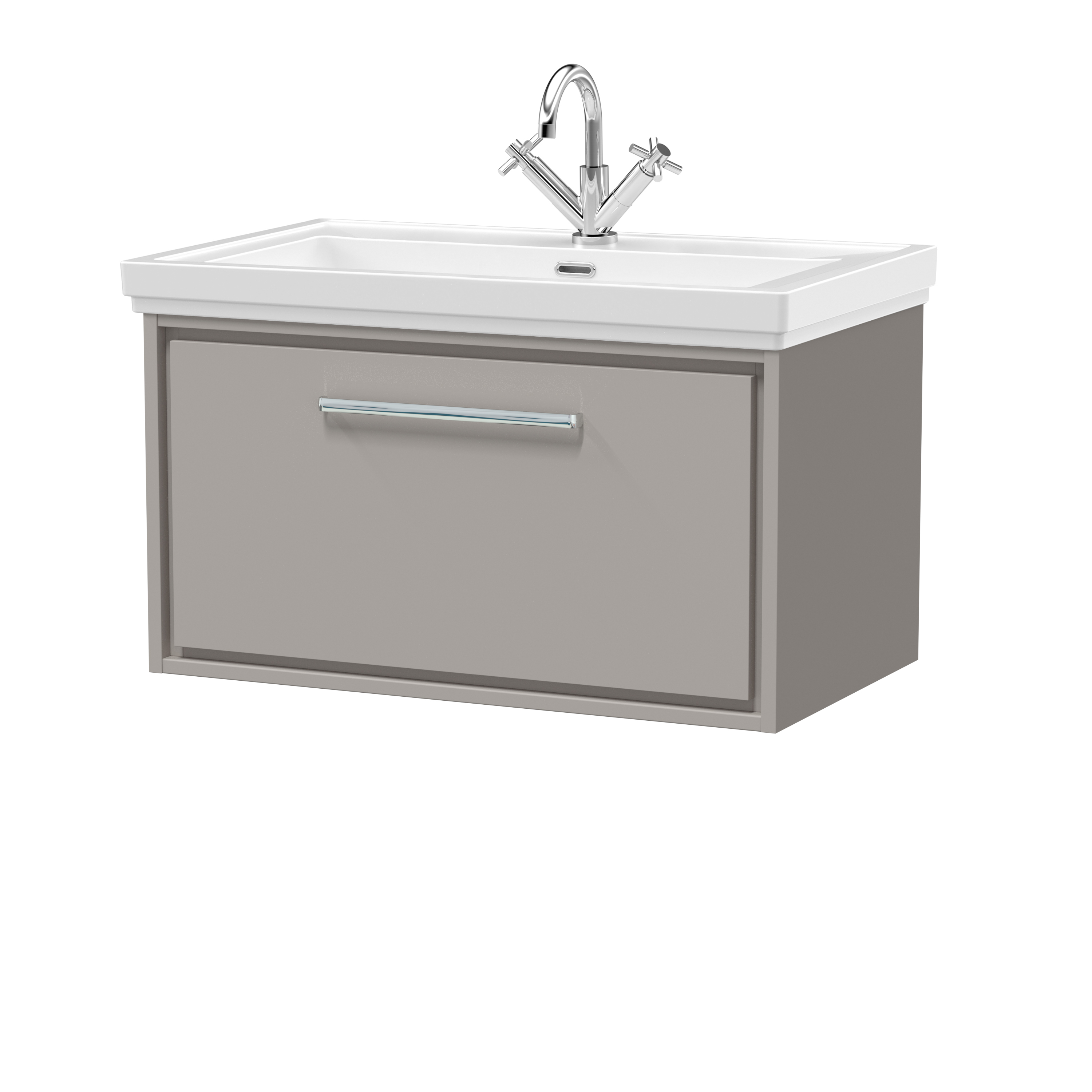 Hudson Reed Lille Pebble Grey 800mm Wall Hung Single Drawer Vanity with Basin 1 Tap Hole LIL3225A