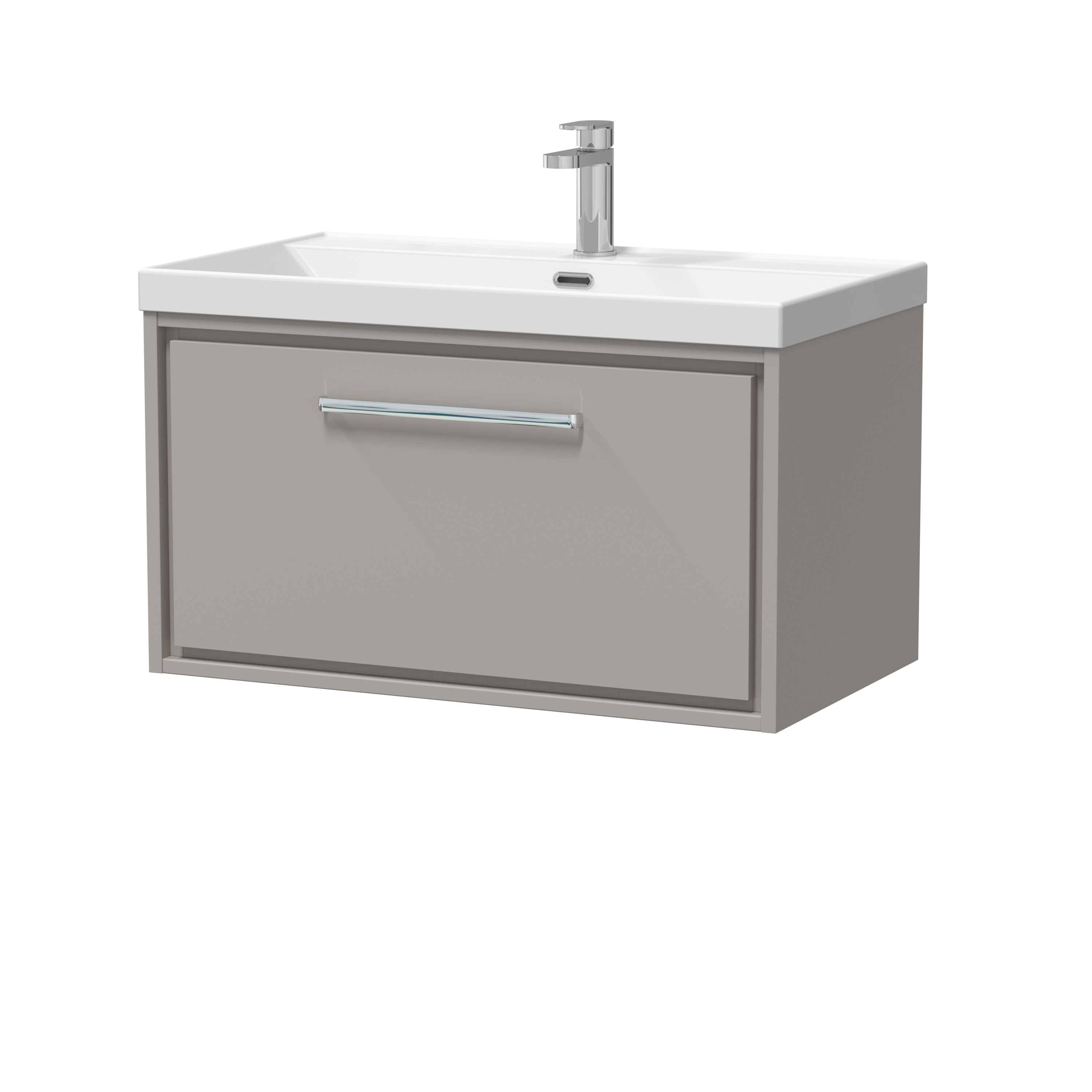 Hudson Reed Lille Pebble Grey 800mm Wall Hung Single Drawer Vanity with Basin 1 Tap Hole LIL3225E