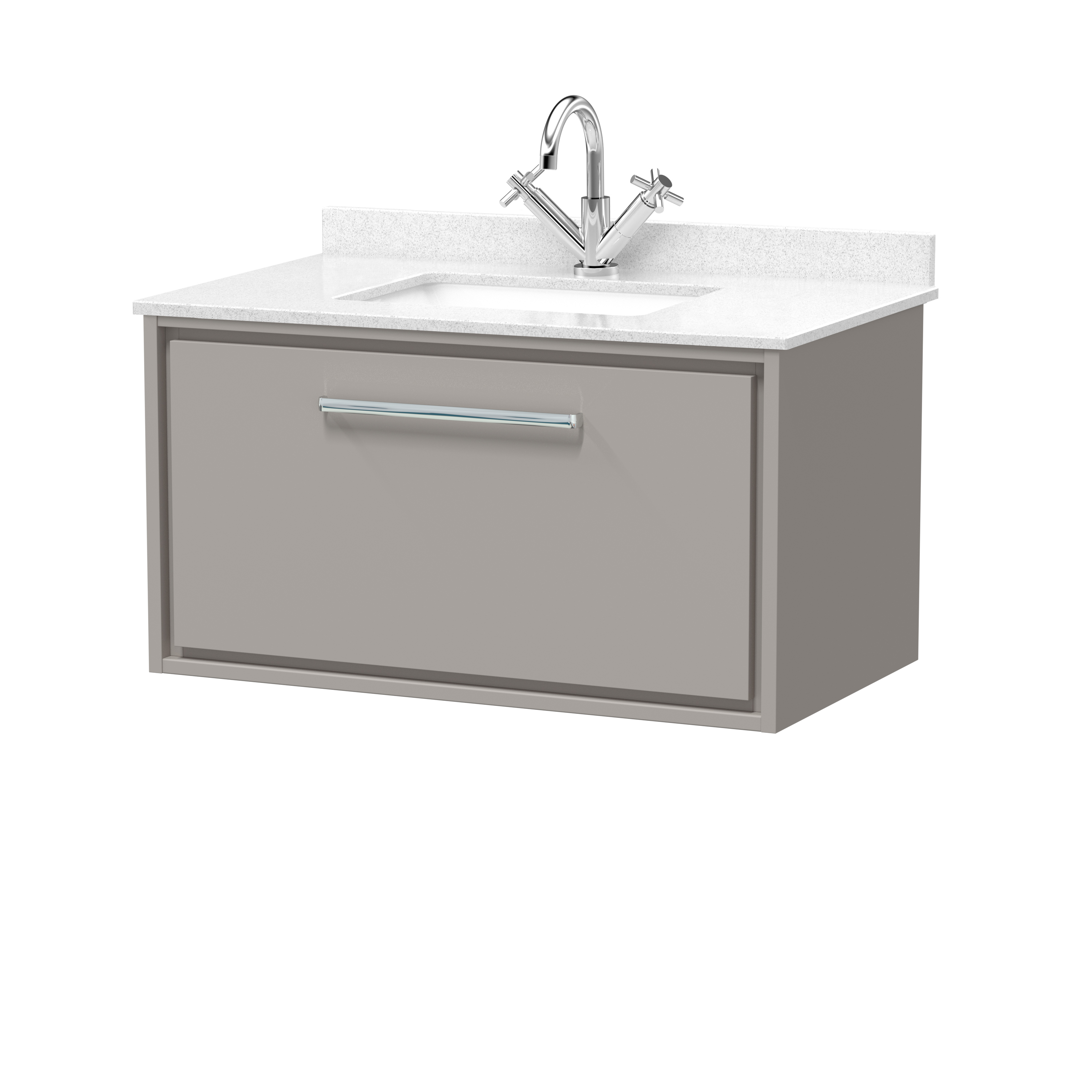 Hudson Reed Lille Pebble Grey 800mm Wall Hung Vanity with Marble Worktop Basin LIL3225WS1