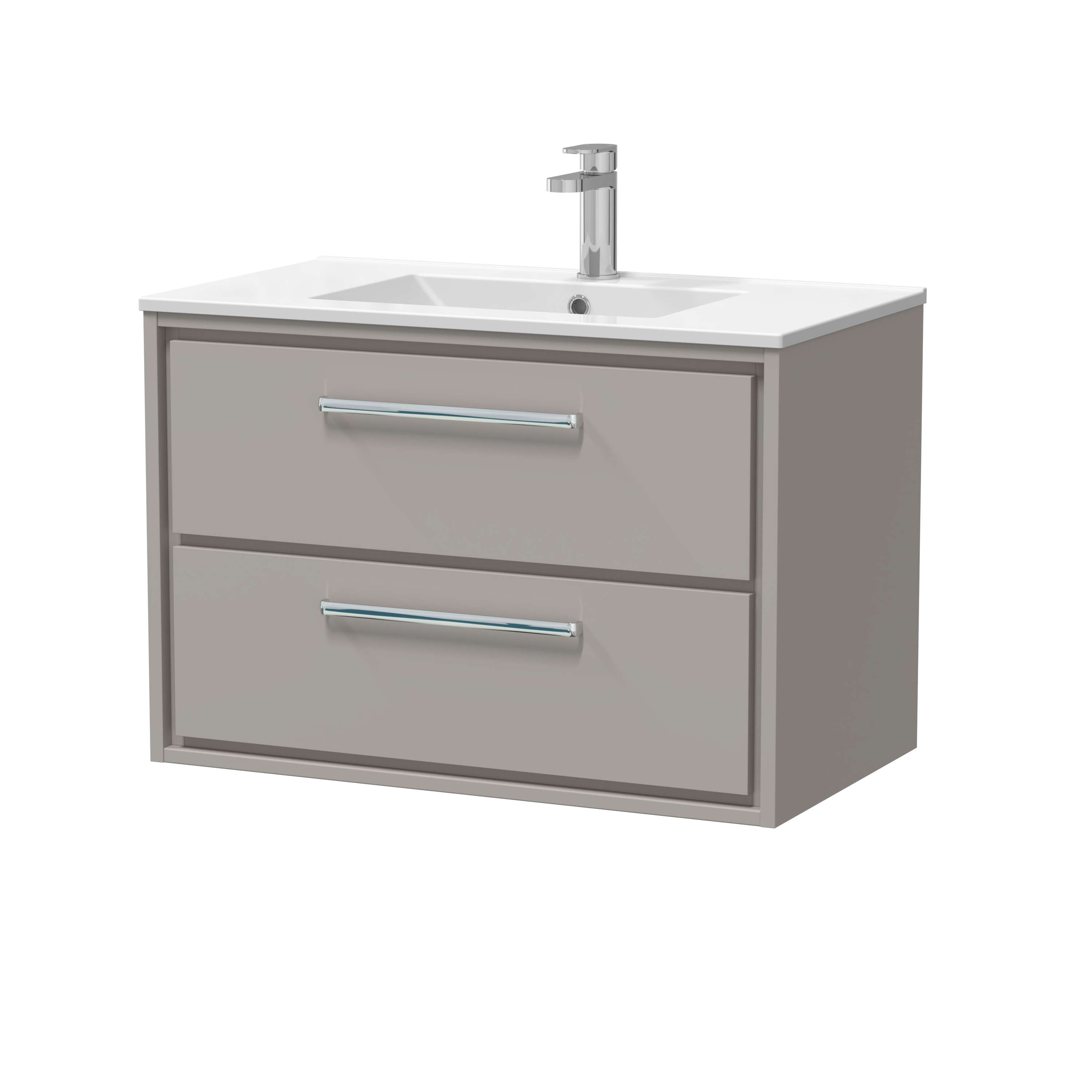 Hudson Reed Lille Pebble Grey 800mm Wall Hung 2 Drawer Vanity with Basin 1 Tap Hole LIL3226C