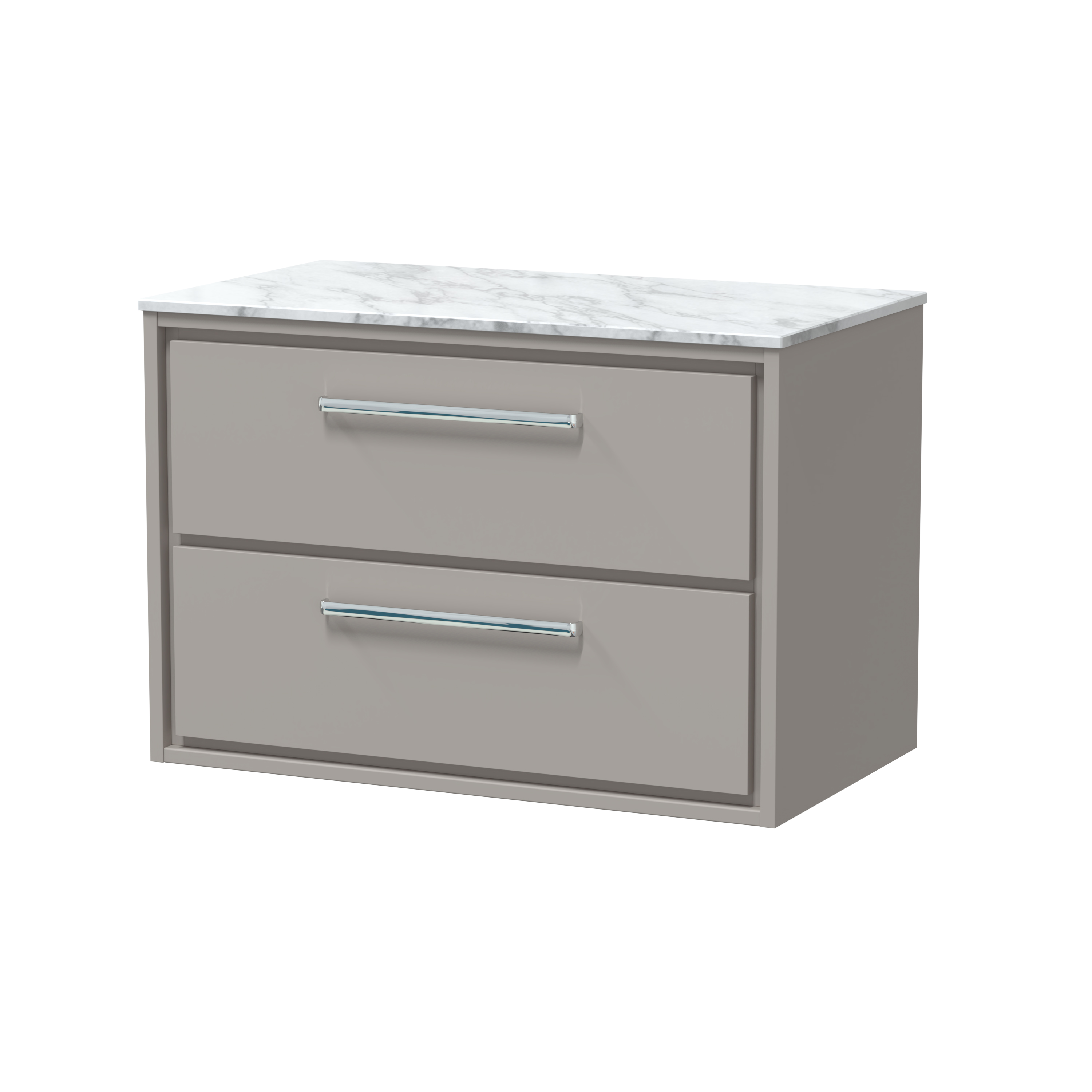 Hudson Reed Lille Pebble Grey 800mm Wall Hung 2 Drawer Vanity with Marble Worktop LIL3226CMT