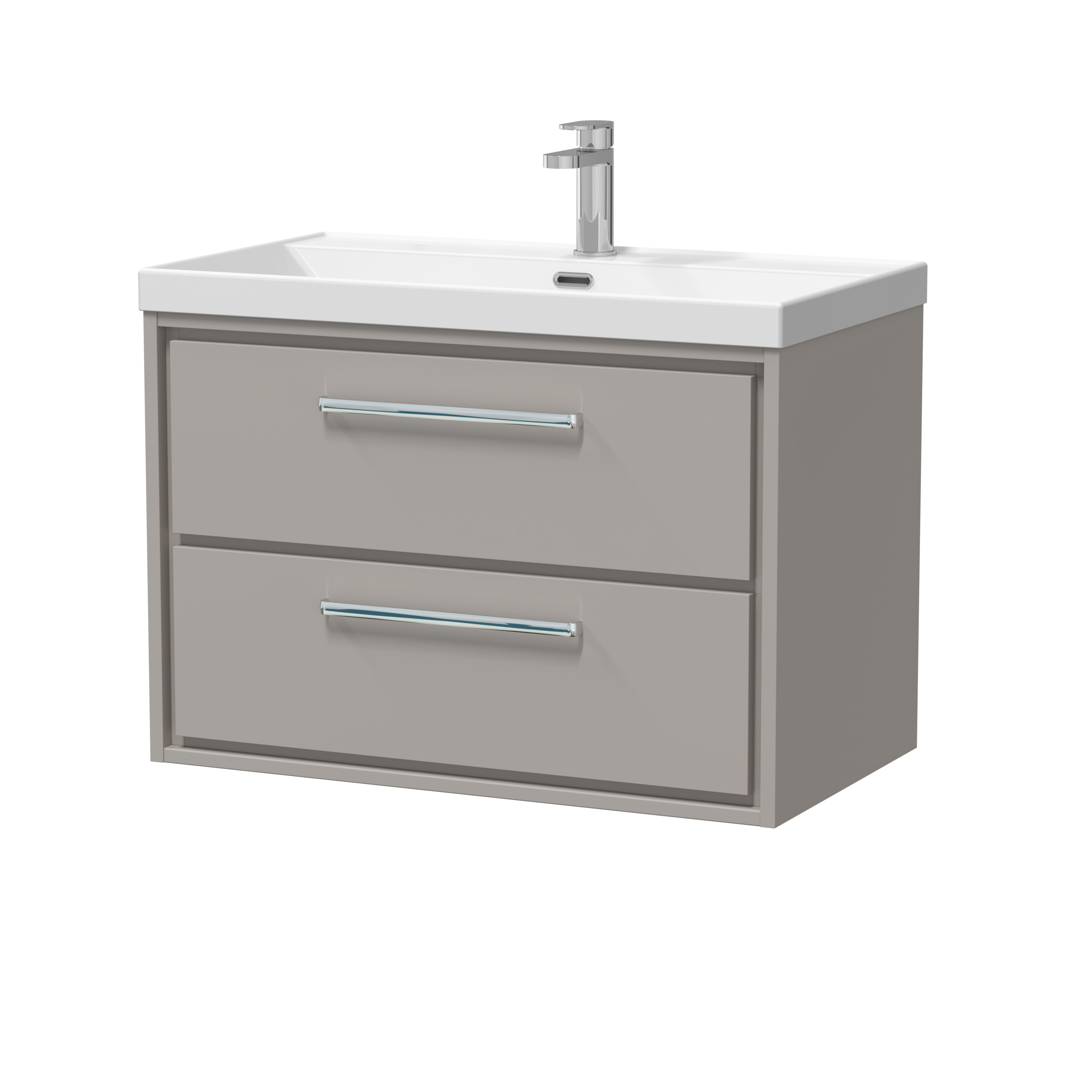 Hudson Reed Lille Pebble Grey 800mm Wall Hung 2 Drawer Vanity with Basin 1 Tap Hole LIL3226E