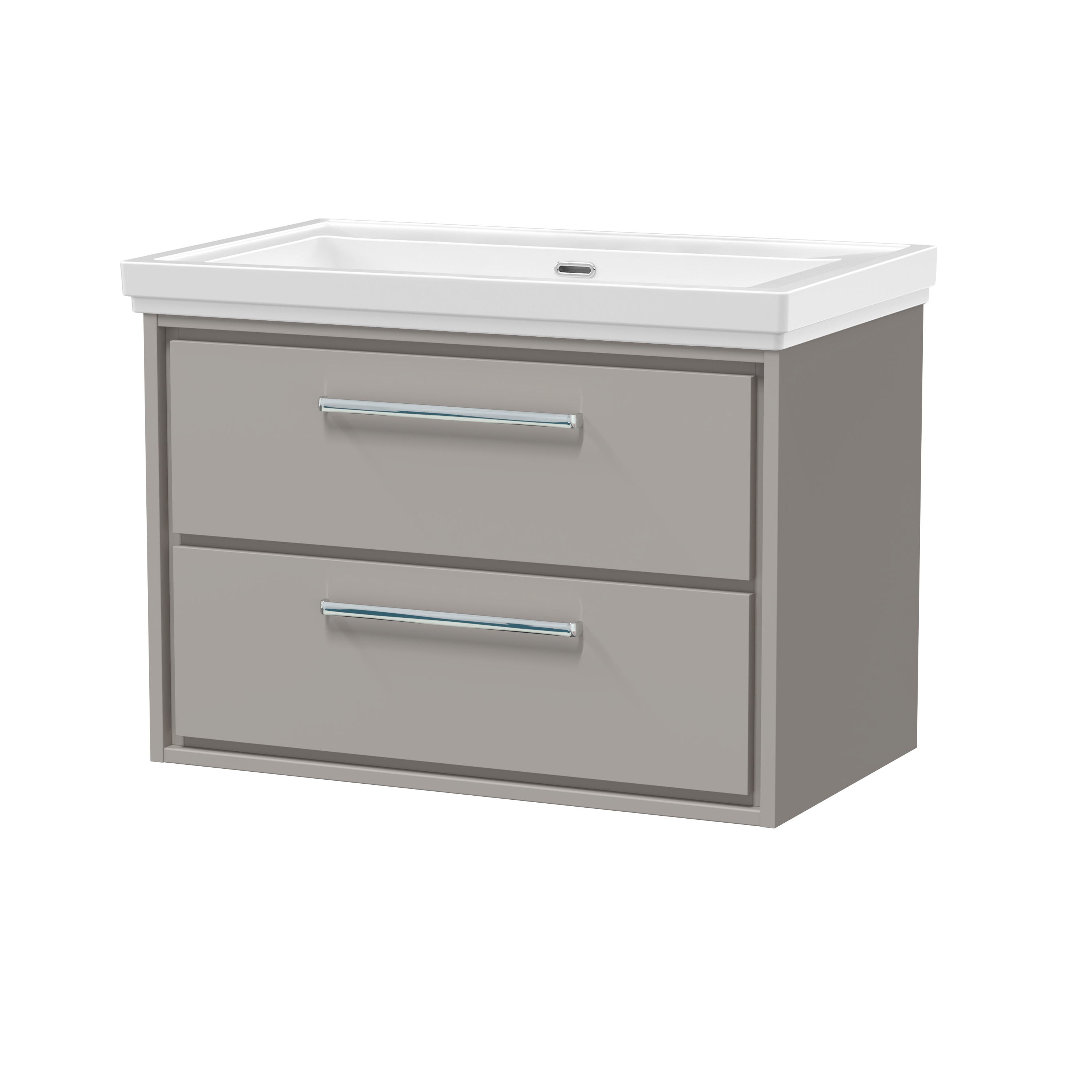Hudson Reed Lille Pebble Grey 800mm Wall Hung 2 Drawer Vanity with Basin 0 Tap Hole LIL3226H