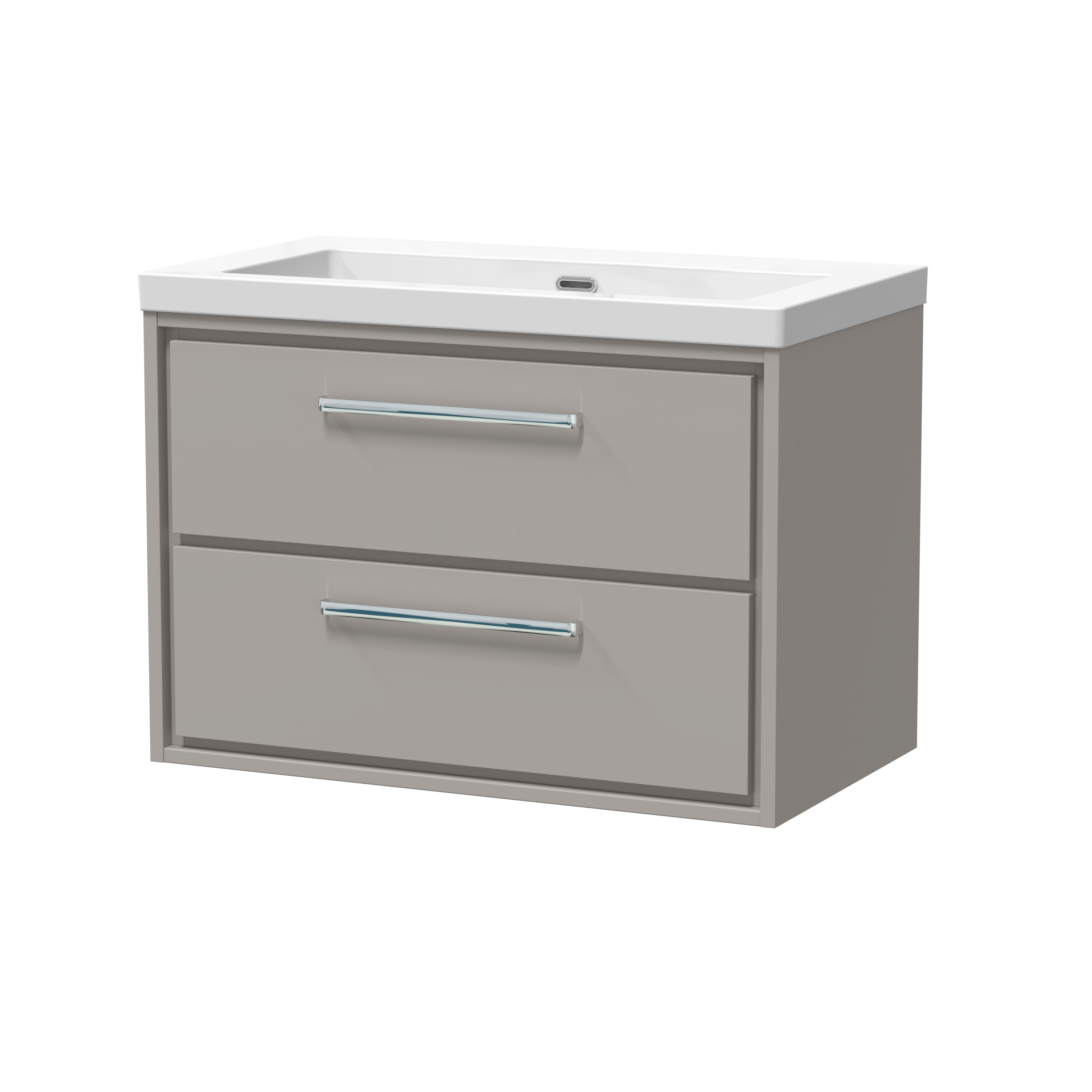 Hudson Reed Lille Pebble Grey 800mm Wall Hung 2 Drawer Vanity with Basin 0 Tap Hole LIL3226K