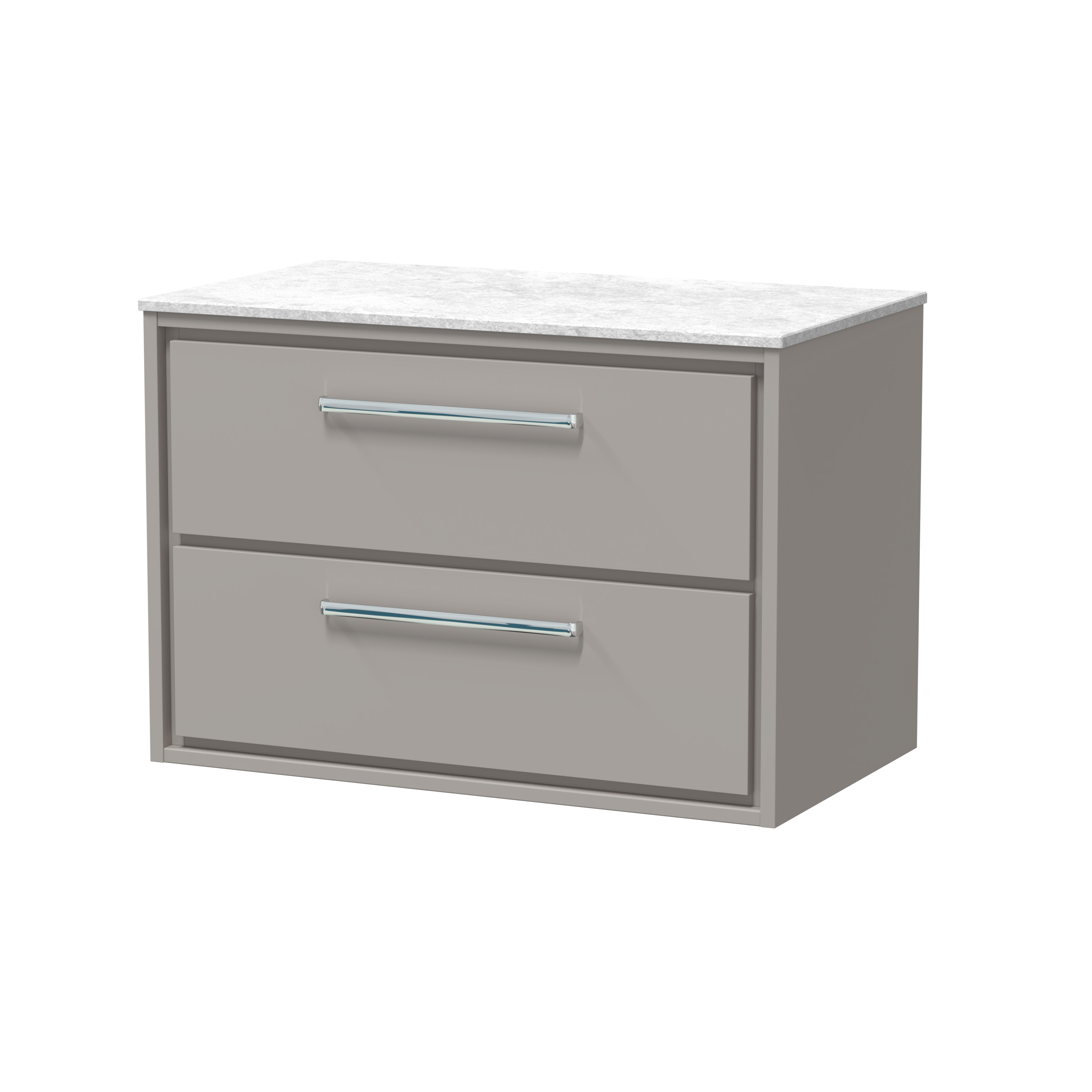 Hudson Reed Lille Pebble Grey 800mm Wall Hung 2 Drawer Vanity with Marble Worktop LIL3226WMT