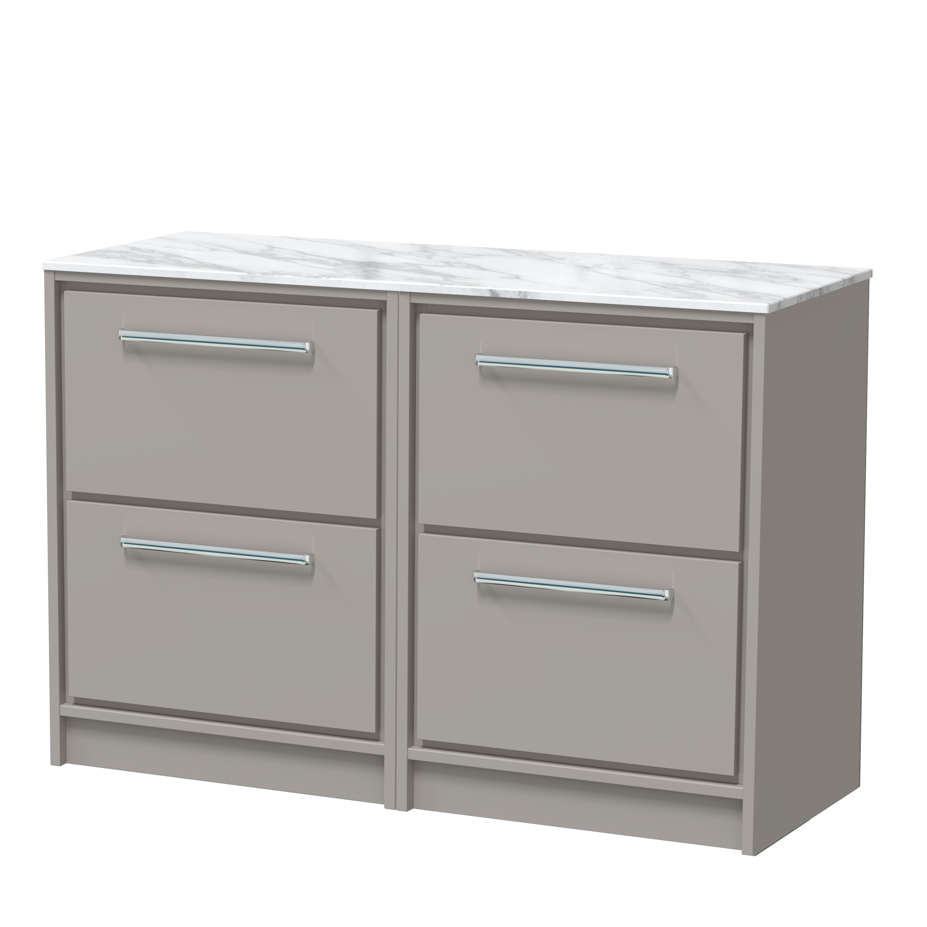 Hudson Reed Lille Pebble Grey 1200mm Floor Standing 4 Drawer Vanity with Marble Worktop LIL3233CMT2