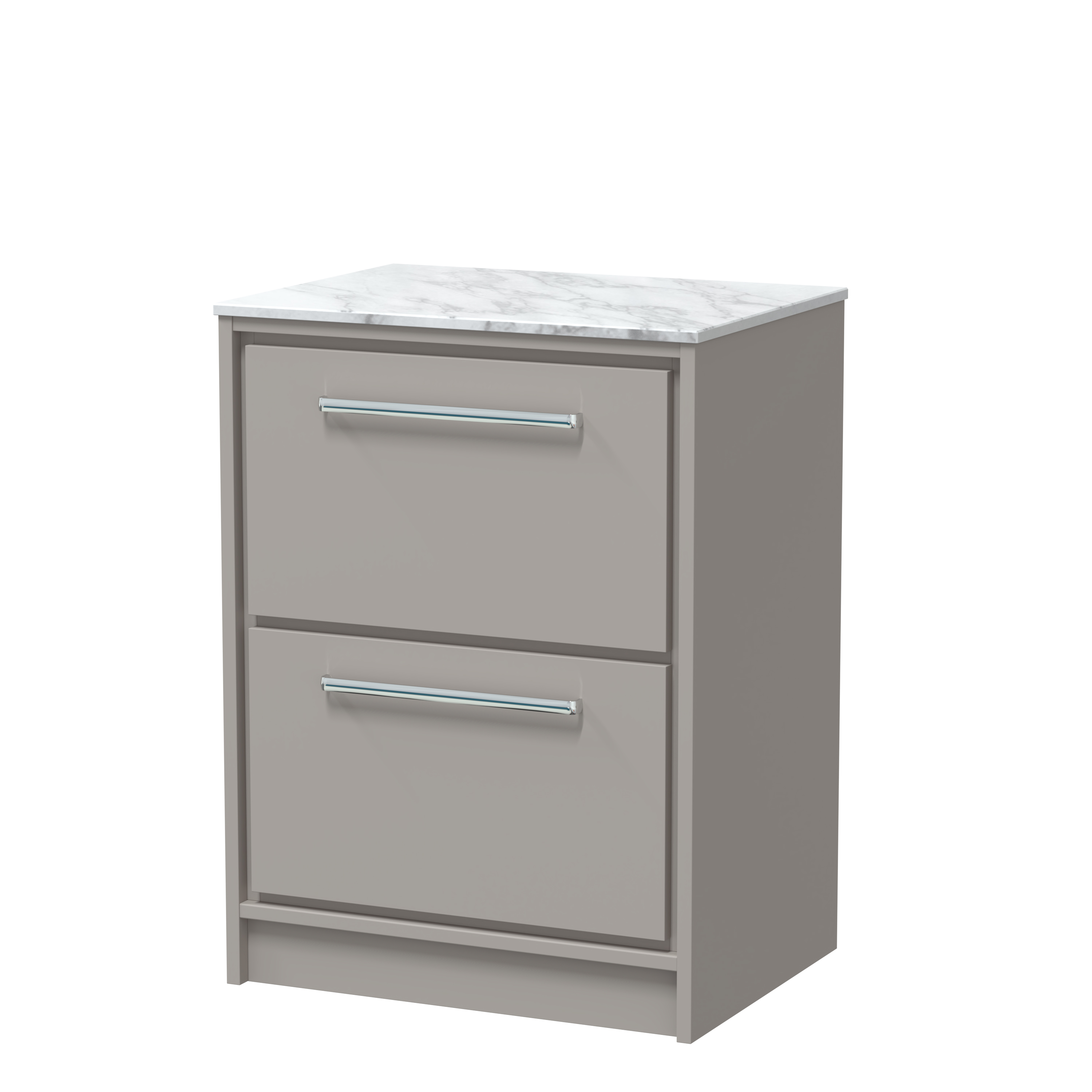 Hudson Reed Lille Pebble Grey 600mm Floor Standing 2 Drawer Vanity with Marble Worktop LIL3233CMT