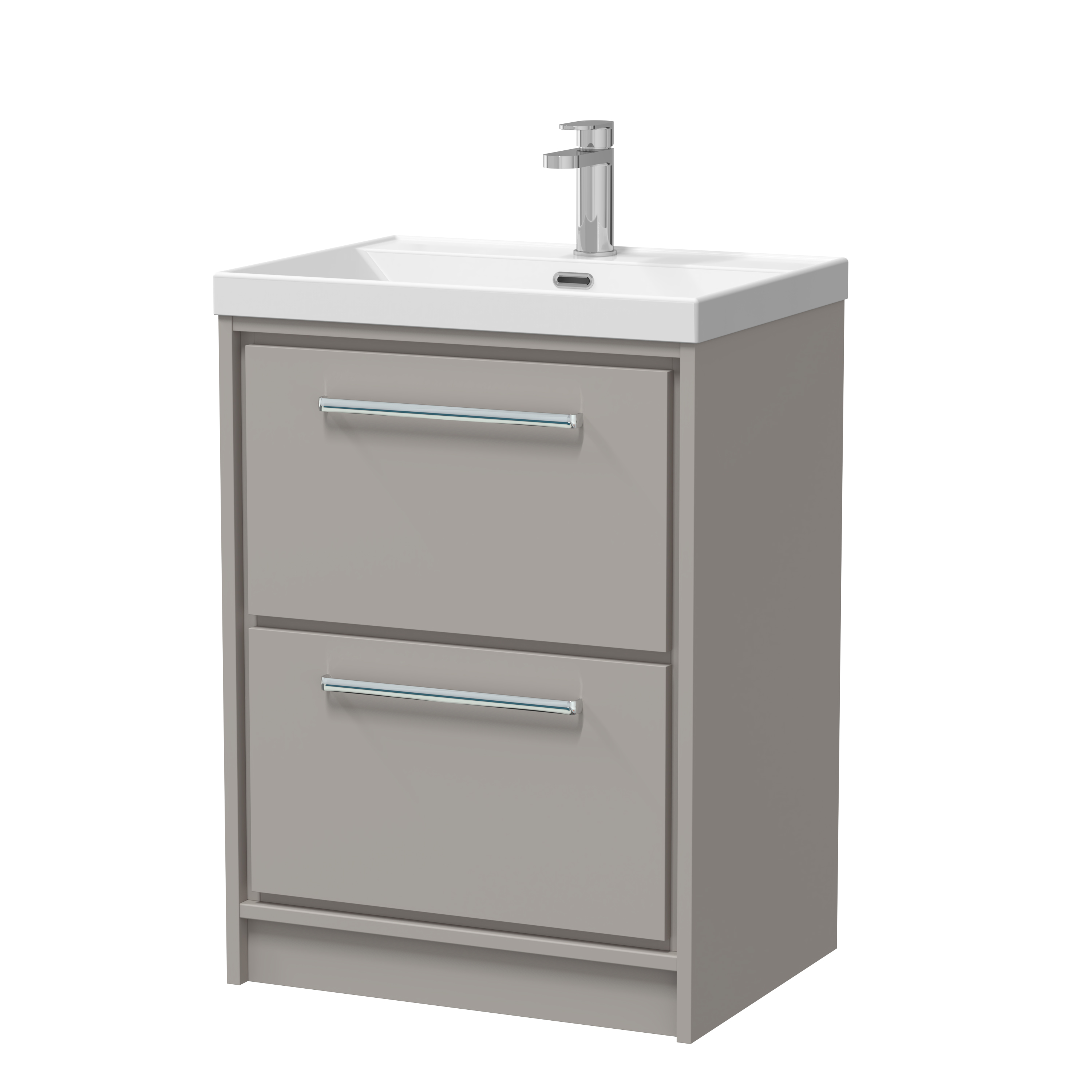 Hudson Reed Lille Pebble Grey 600mm Floor Standing 2 Drawer Vanity with Basin 1 Tap Hole LIL3233E