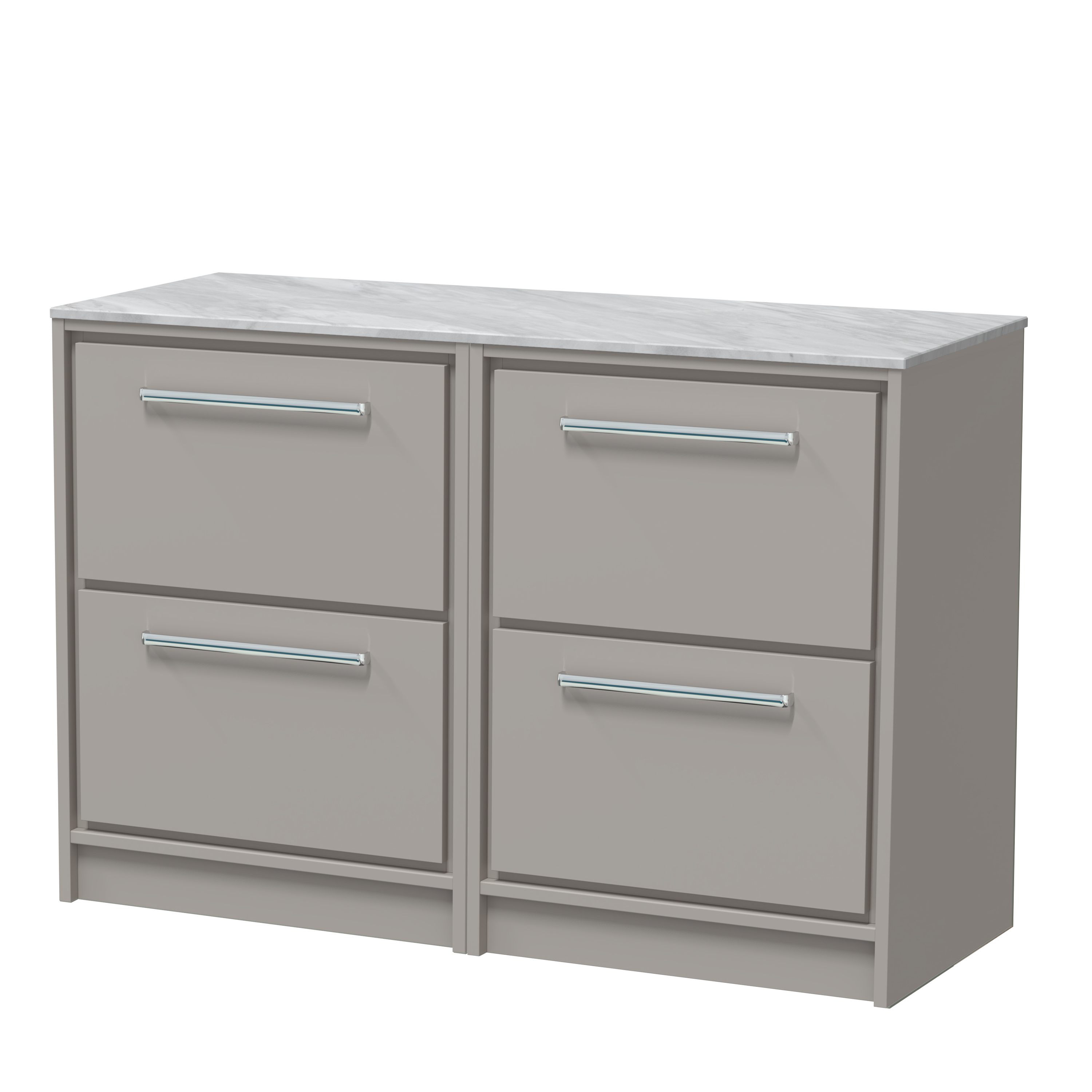 Hudson Reed Lille Pebble Grey 1200mm Floor Standing 4 Drawer Vanity with Marble Worktop LIL3233GMT2