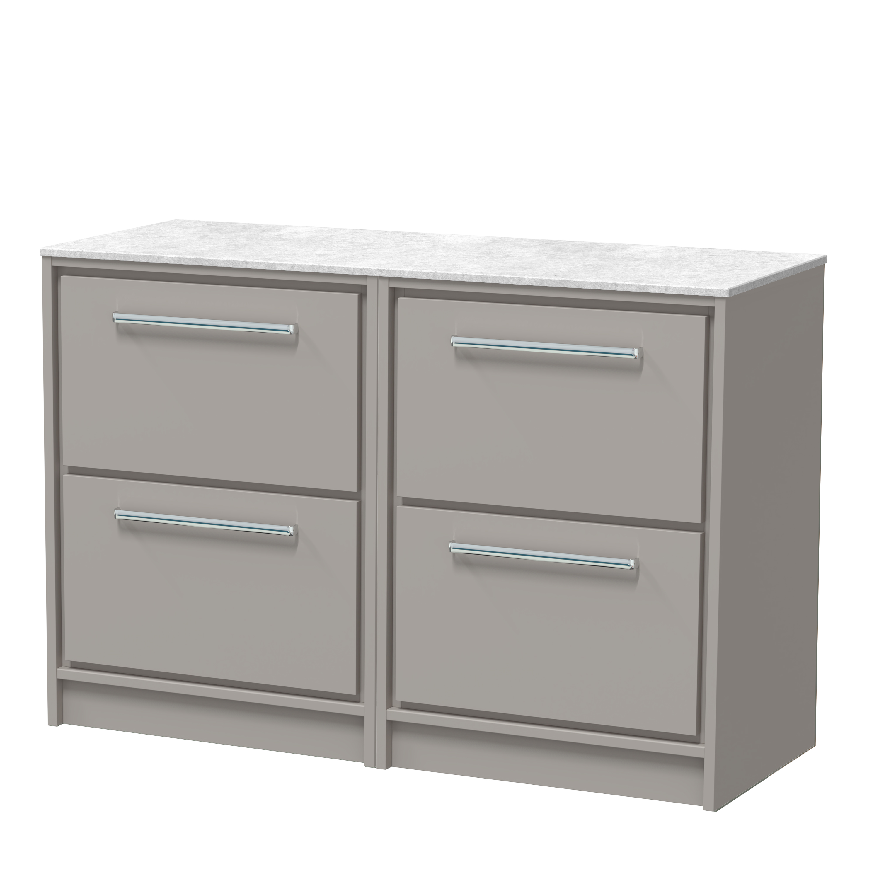 Hudson Reed Lille Pebble Grey 1200mm Floor Standing 4 Drawer Vanity with Marble Worktop LIL3233WMT2