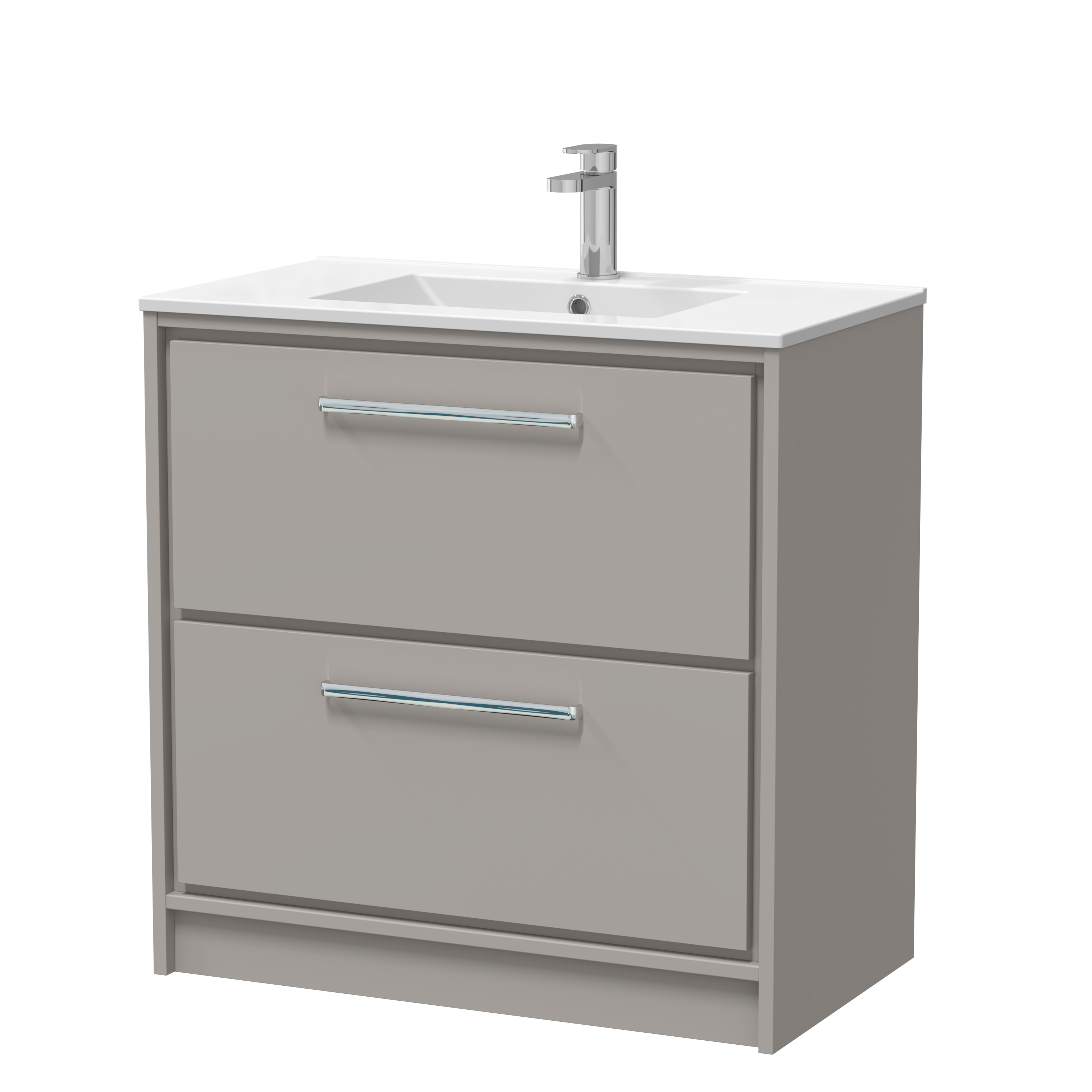 Hudson Reed Lille Pebble Grey 800mm Floor Standing 2 Drawer Vanity with Basin 1 Tap Hole LIL3235C