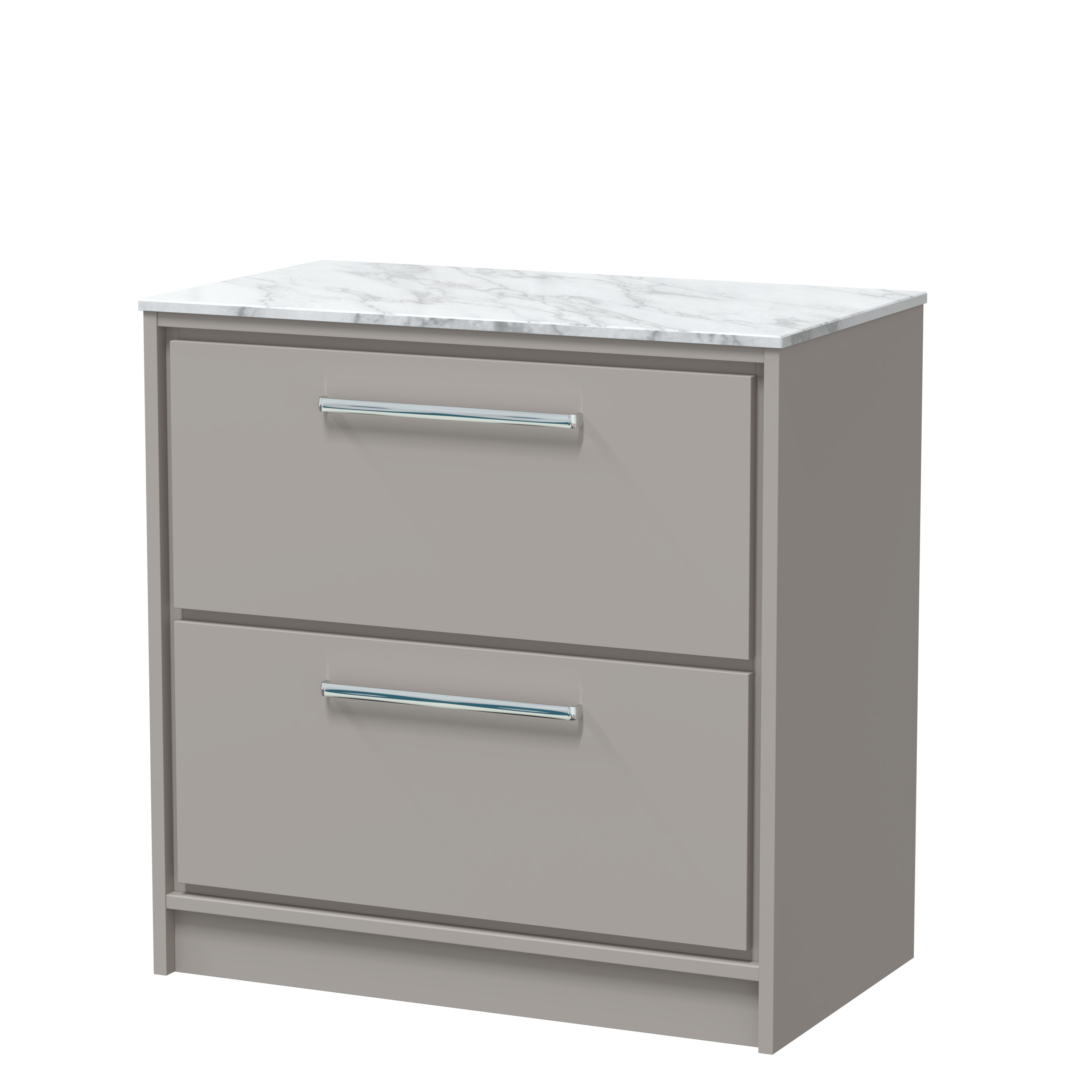Hudson Reed Lille Pebble Grey 800mm Floor Standing 2 Drawer Vanity with Marble Worktop LIL3235CMT