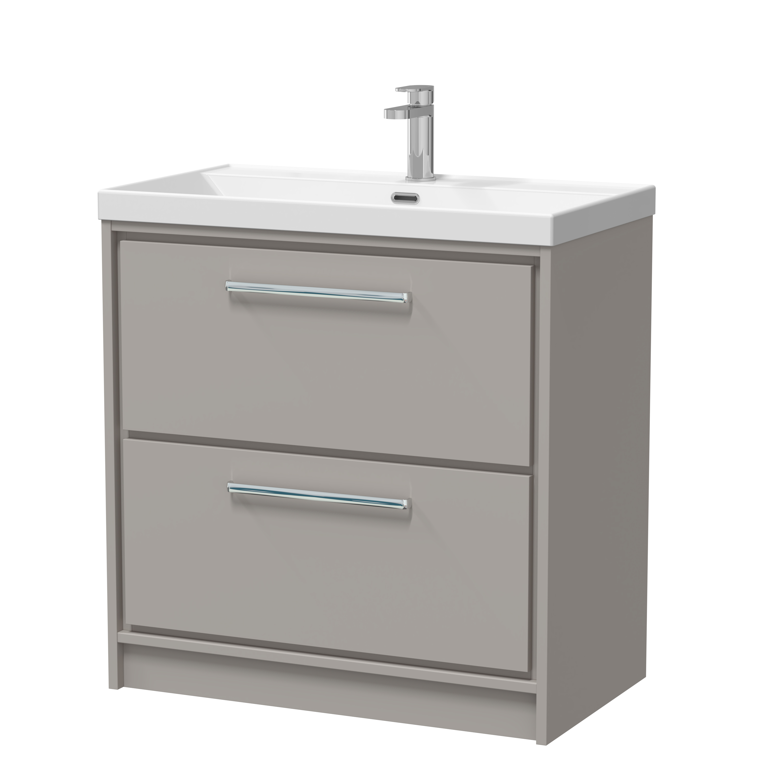 Hudson Reed Lille Pebble Grey 800mm Floor Standing 2 Drawer Vanity with Basin 1 Tap Hole LIL3235E