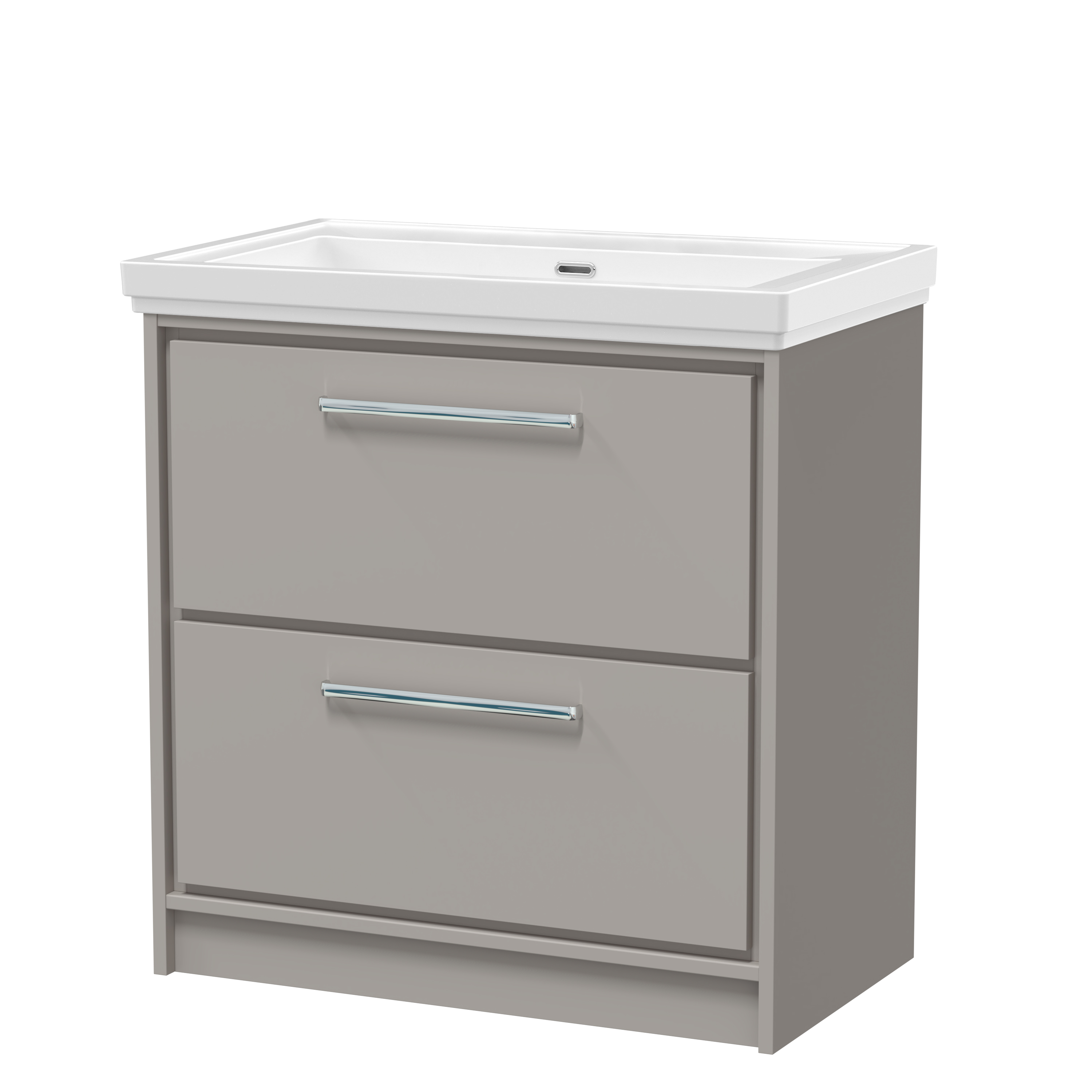 Hudson Reed Lille Pebble Grey 800mm Floor Standing 2 Drawer Vanity with Basin 0 Tap Hole LIL3235H