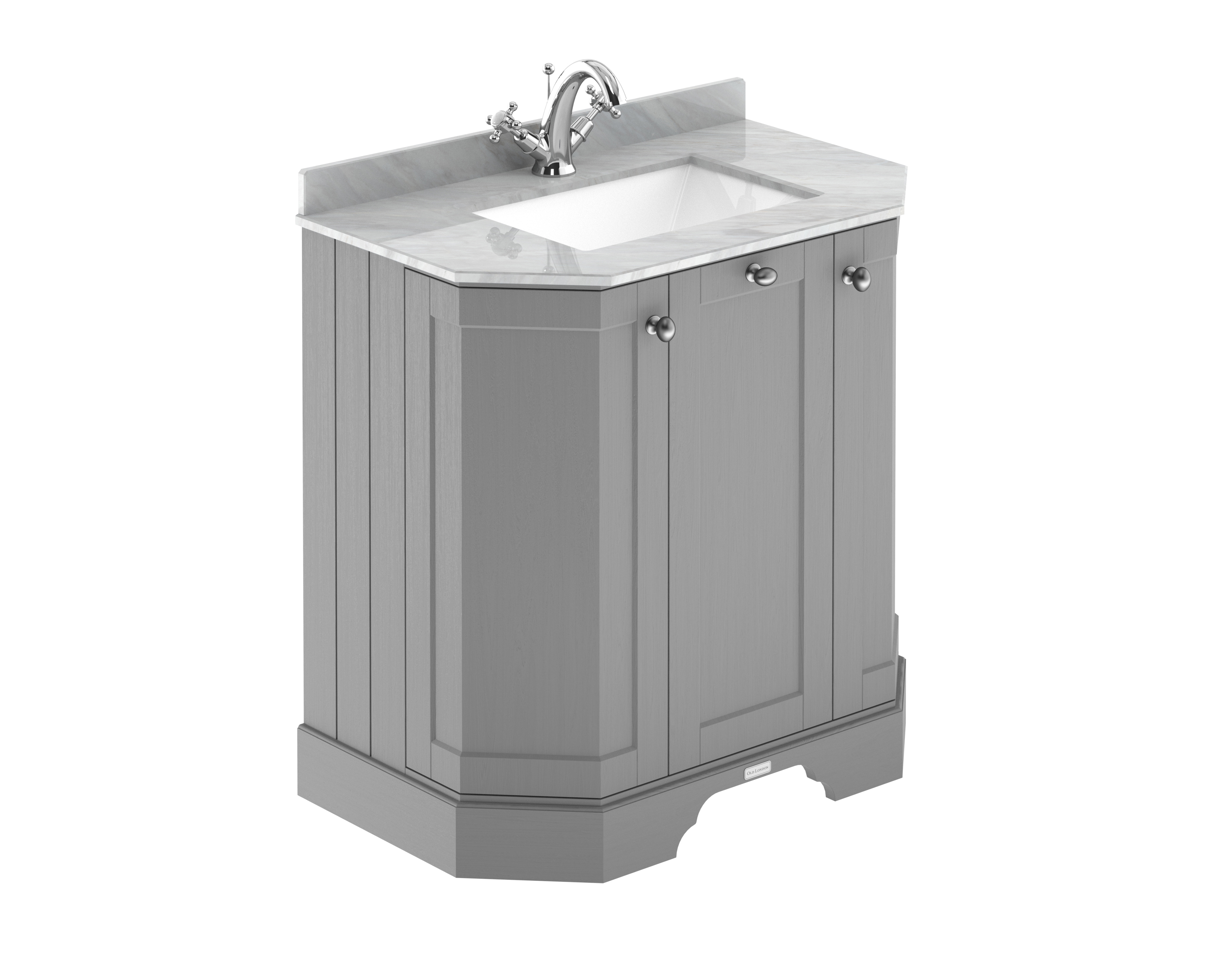 Hudson Reed Old London Storm Grey 750mm 3 Door Angled Unit and Marble Top 1TH LOF216