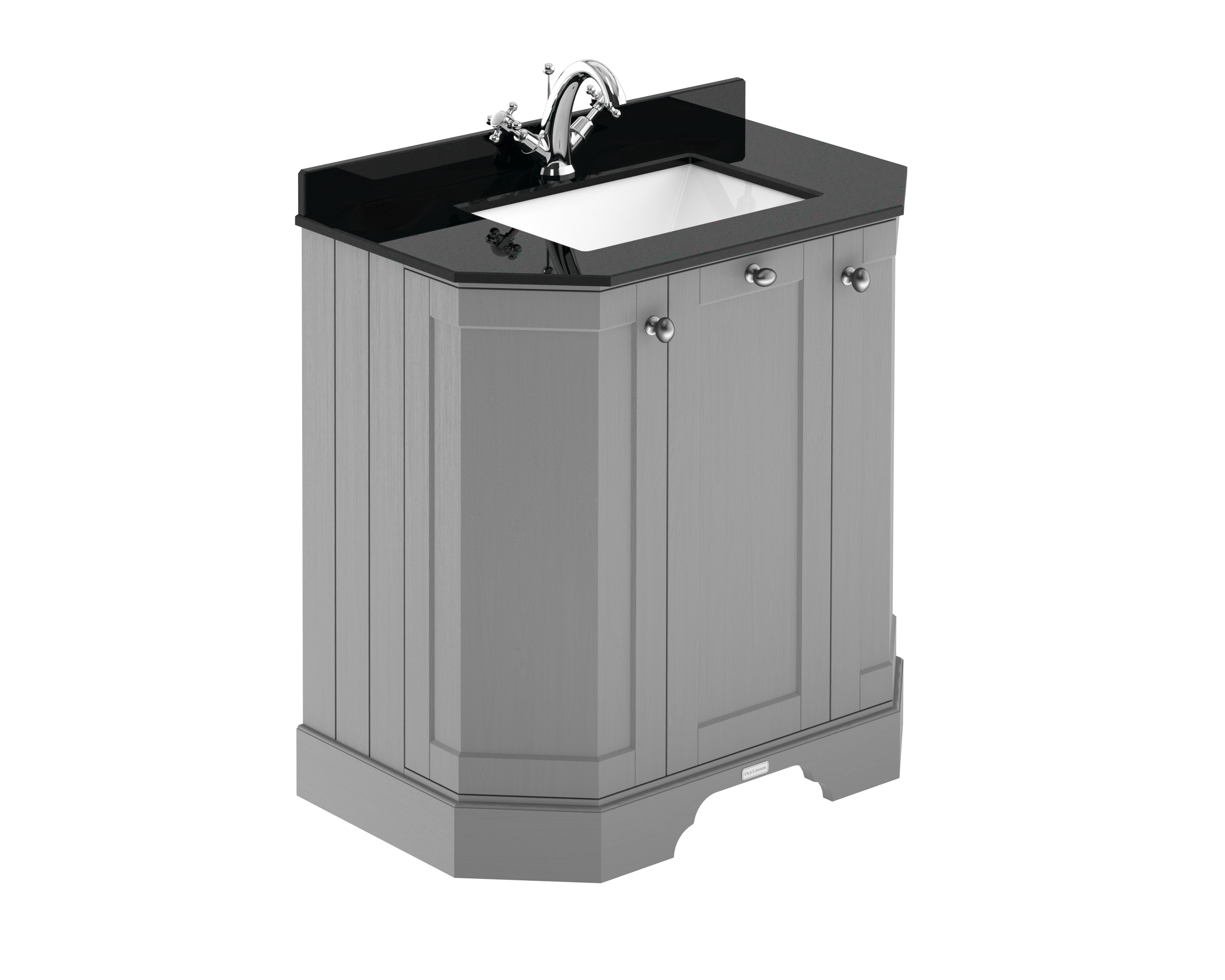 Hudson Reed Old London Storm Grey 750mm 3 Door Angled Unit and Marble Top 1TH LOF218