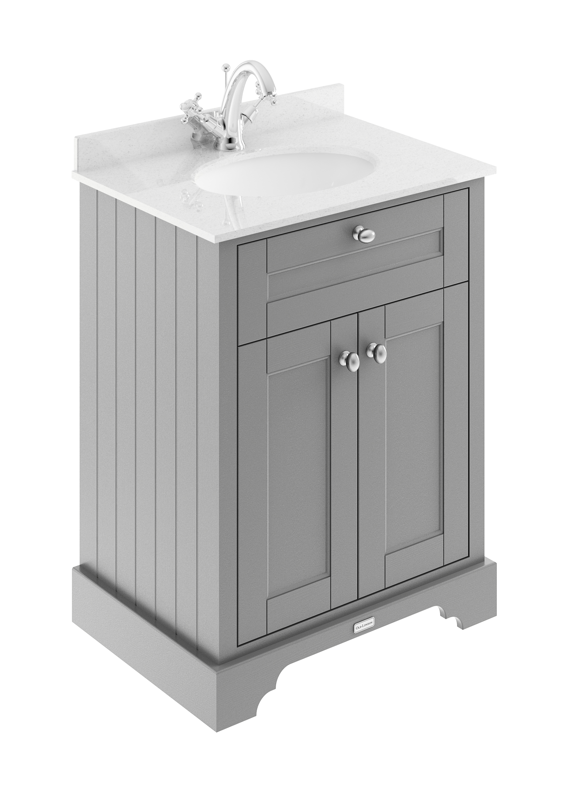 Hudson Reed Old London Storm Grey 600mm Vanity Unit and Marble Top 1TH LOF222