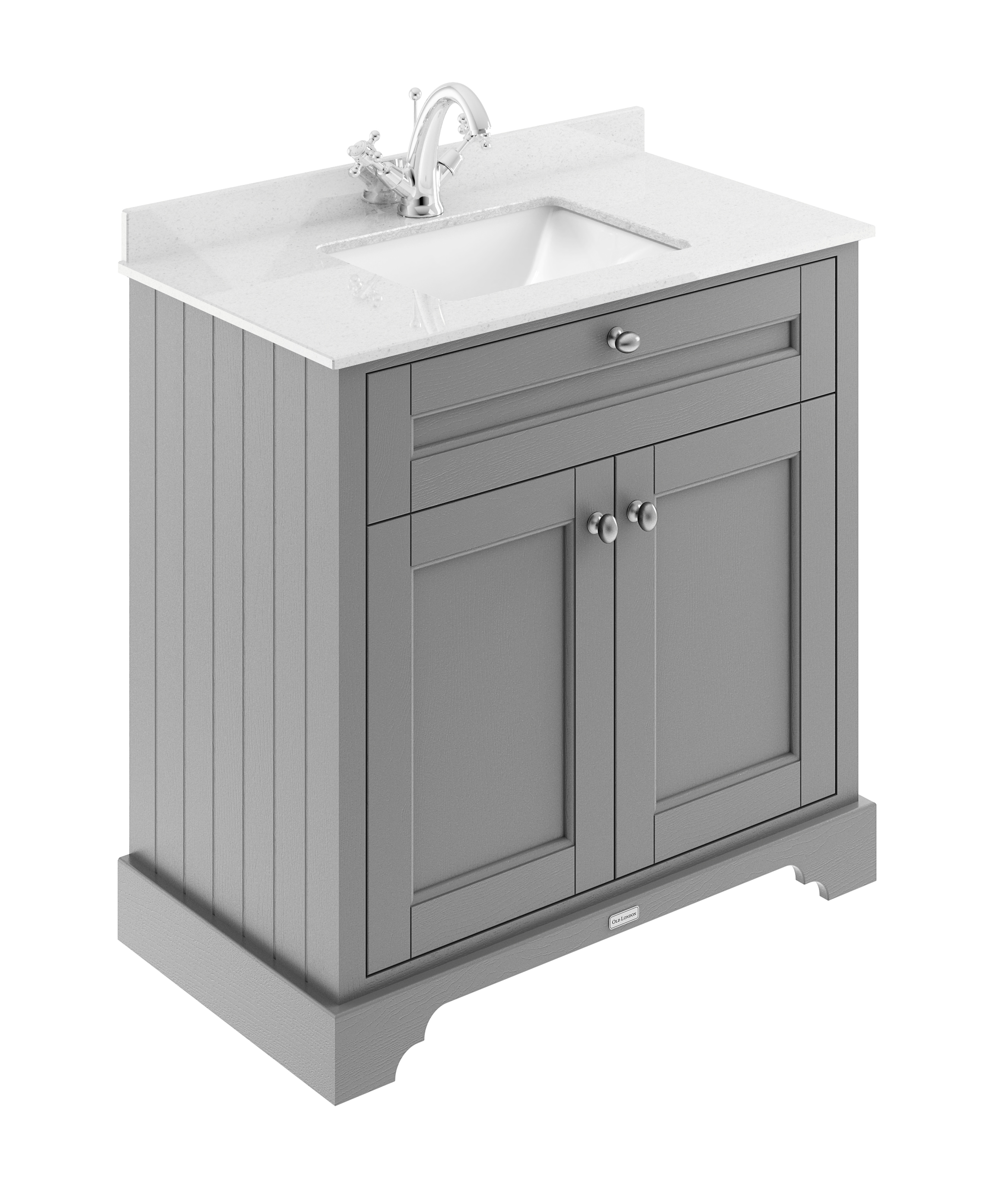 Hudson Reed Old London Storm Grey 800mm Vanity Unit and Marble Top 1TH LOF228S