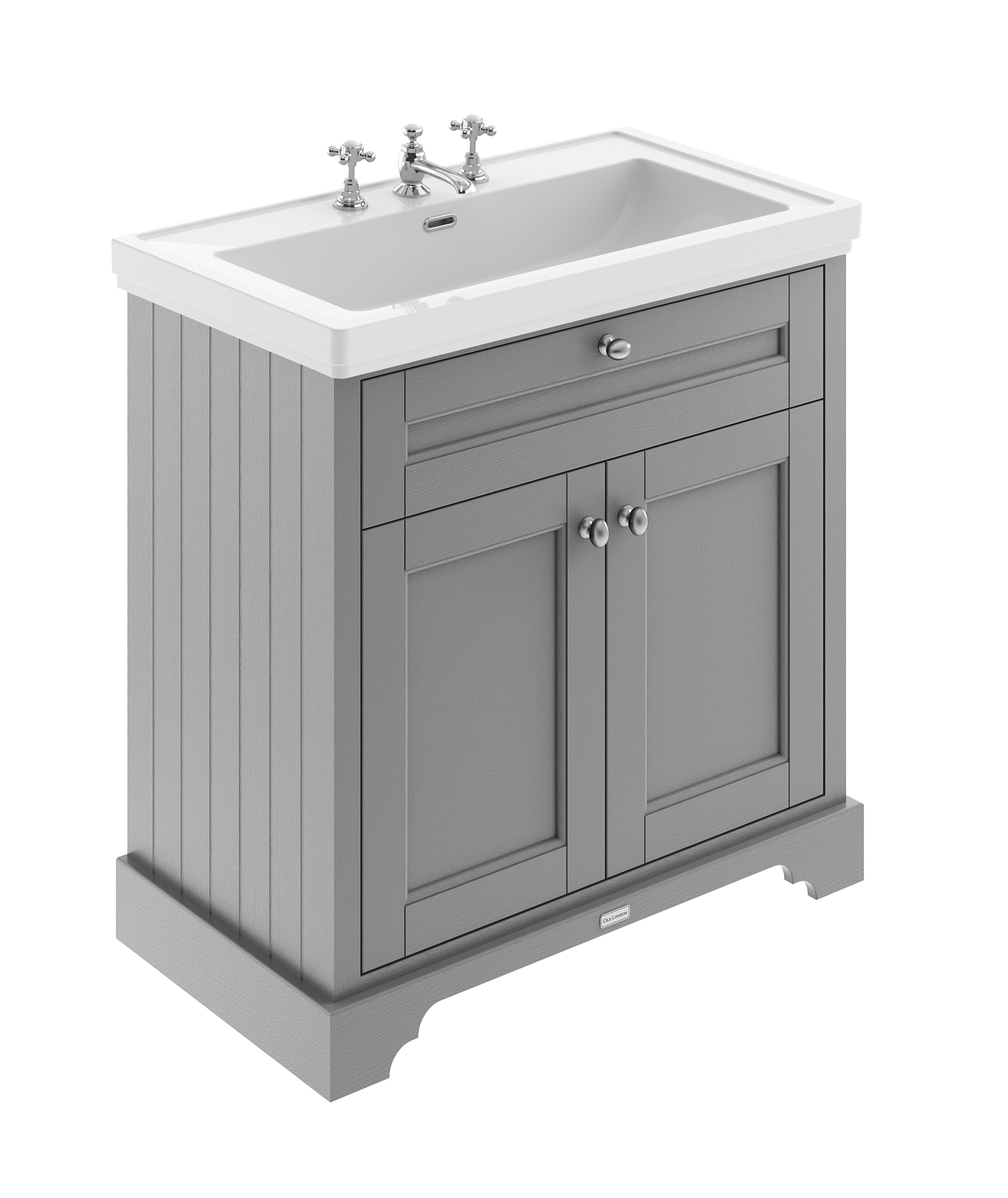 Hudson Reed Old London Storm Grey 800mm 2 Door Vanity Unit and Classic Basin 3TH LOF236