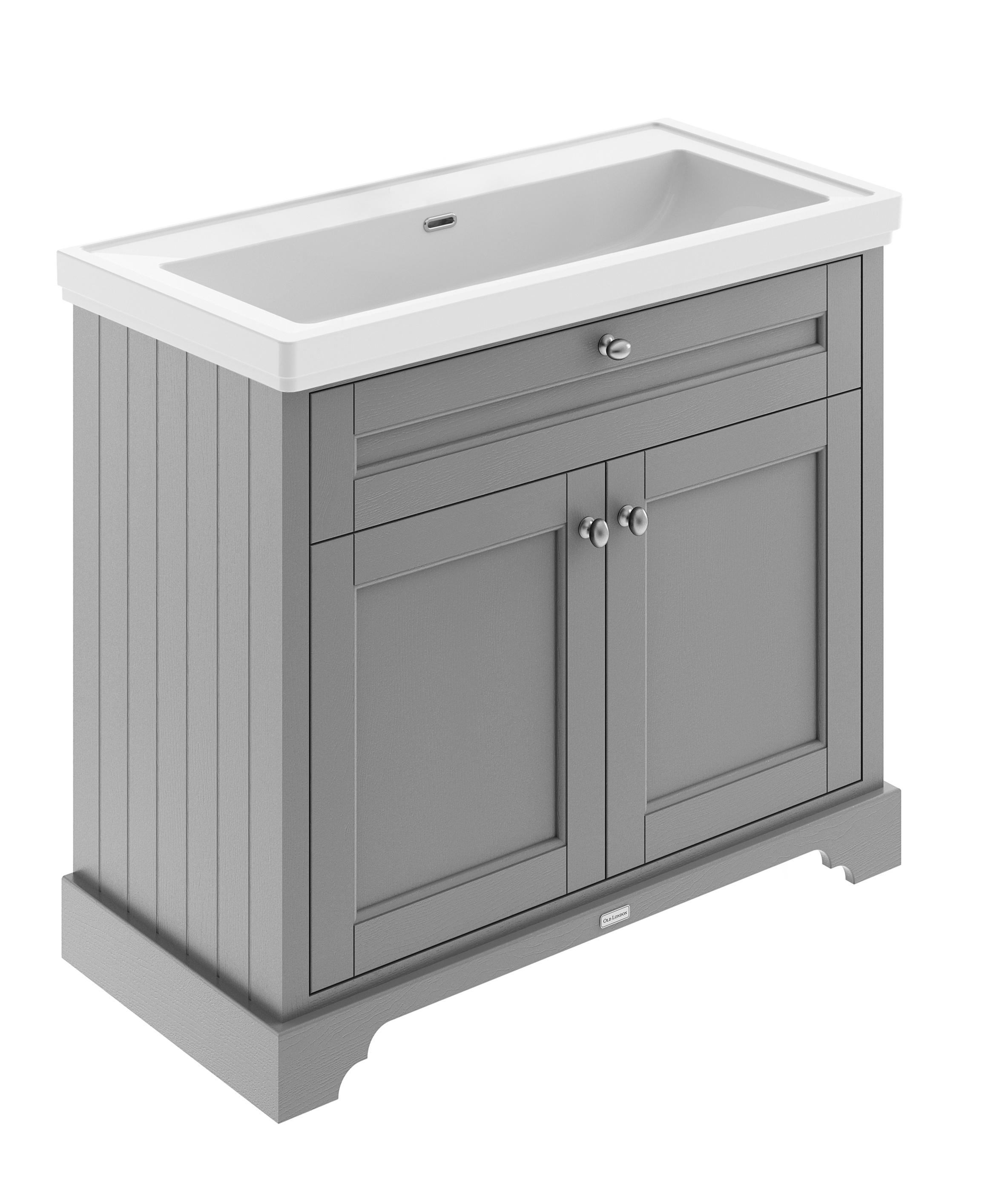 Hudson Reed Old London Storm Grey 1000mm 2 Door Unit and Classic Fireclay Basin 0TH LOF248