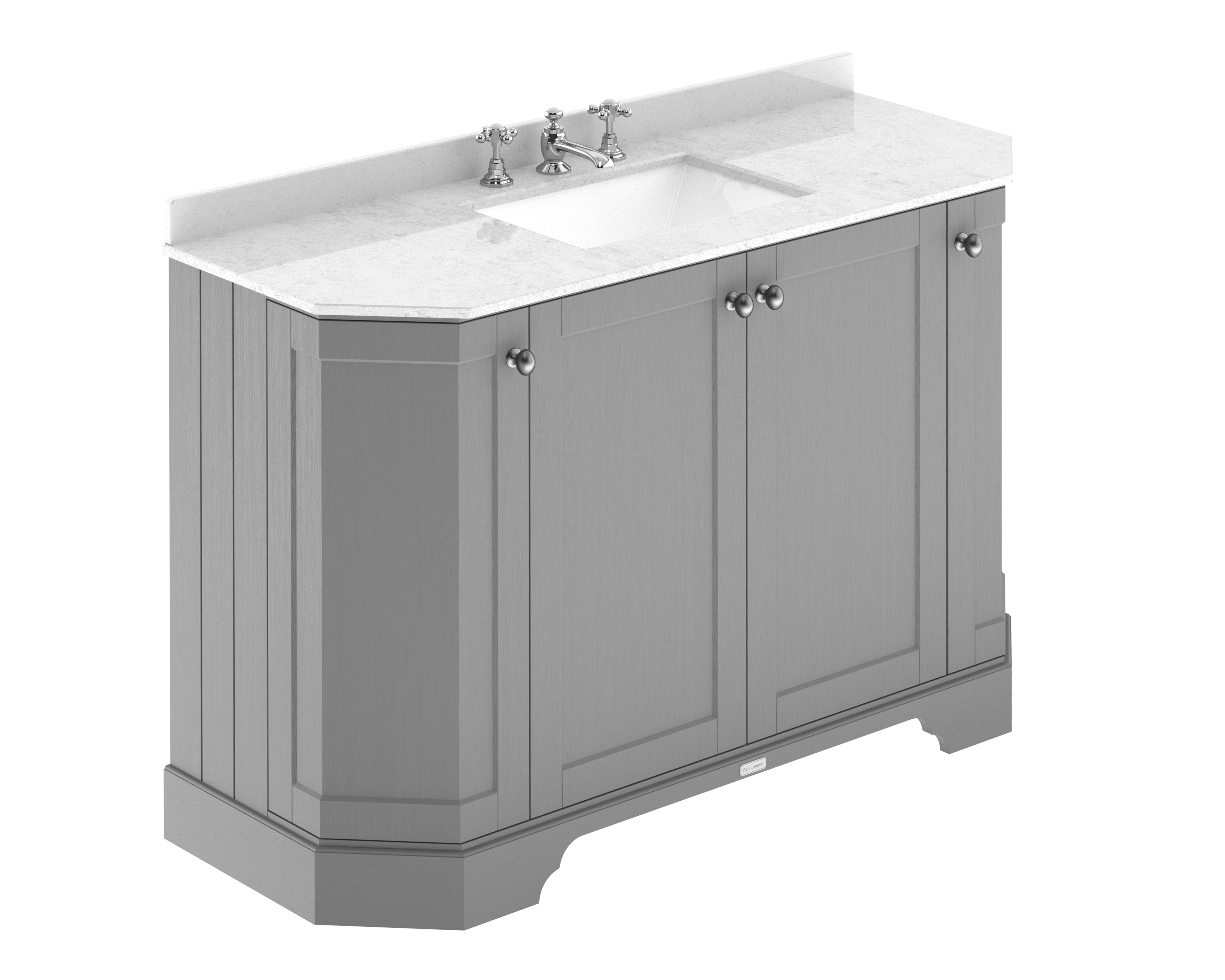 Hudson Reed Old London Storm Grey 1200mm 4 Door Angled Unit and Marble Top 3TH LOF258