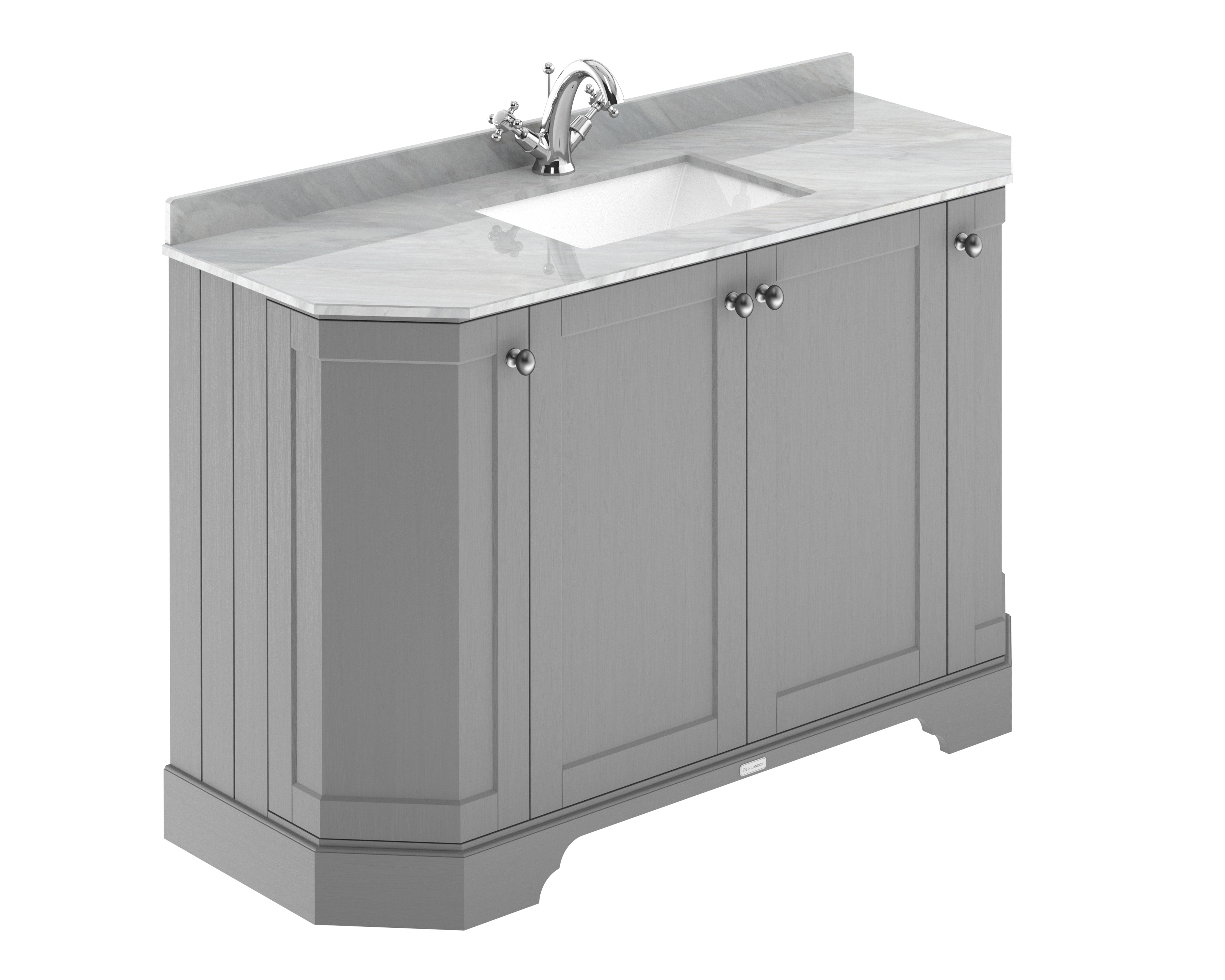 Hudson Reed Old London Storm Grey 1200mm 4 Door Angled Unit and Marble Top 1TH LOF260