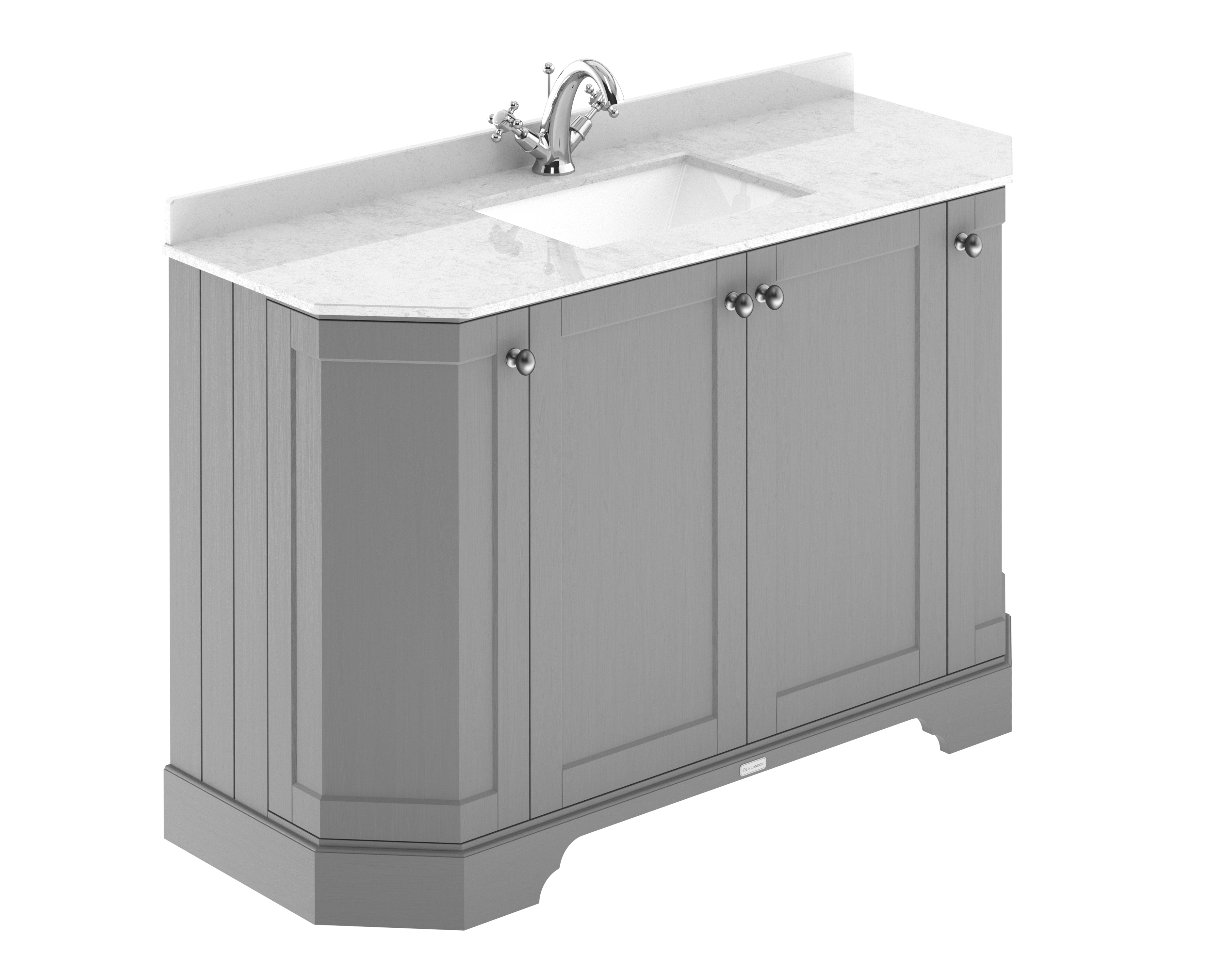 Hudson Reed Old London Storm Grey 1200mm 4 Door Angled Unit and Marble Top 1TH LOF261