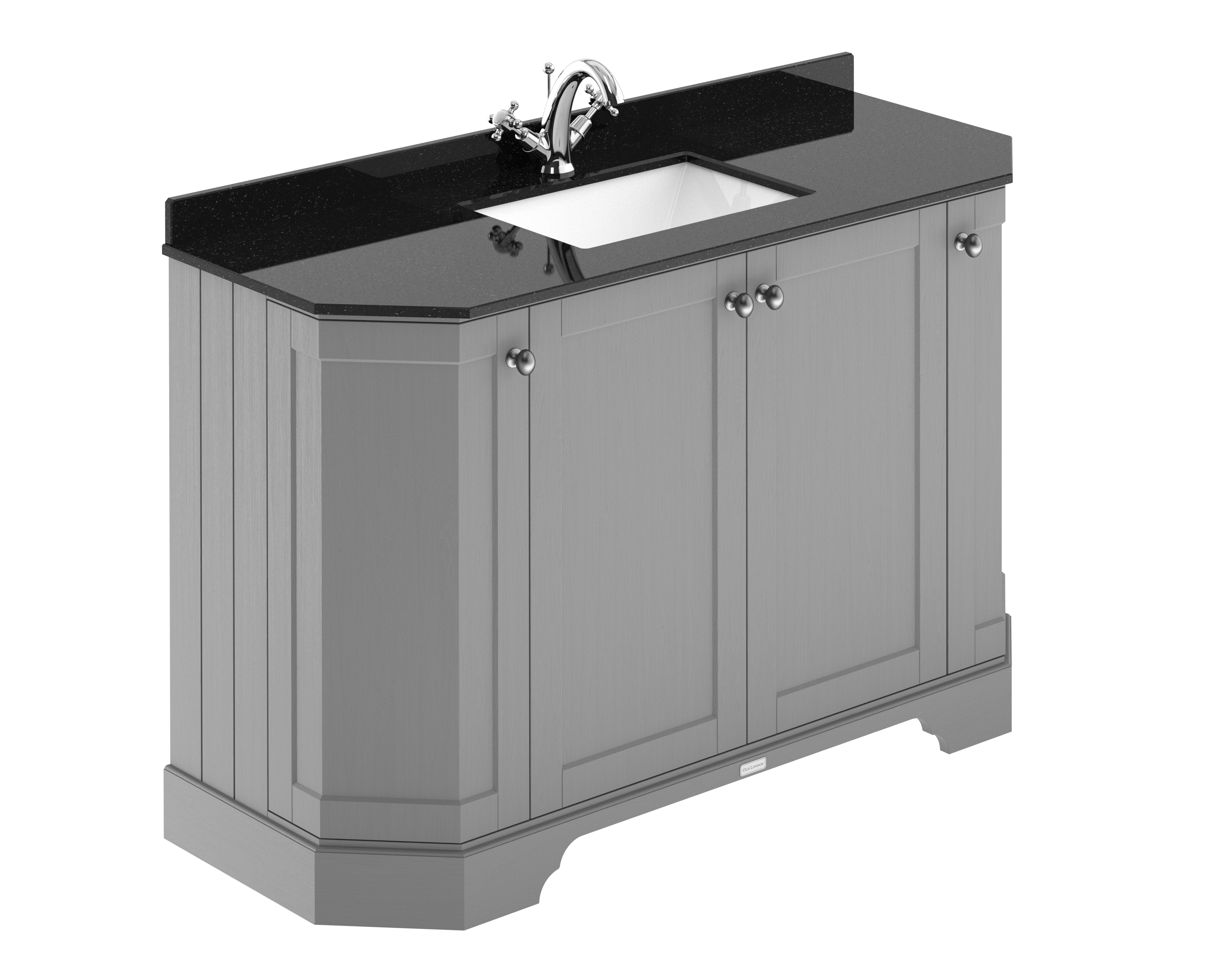 Hudson Reed Old London Storm Grey 1200mm 4 Door Angled Unit and Marble Top 1TH LOF262