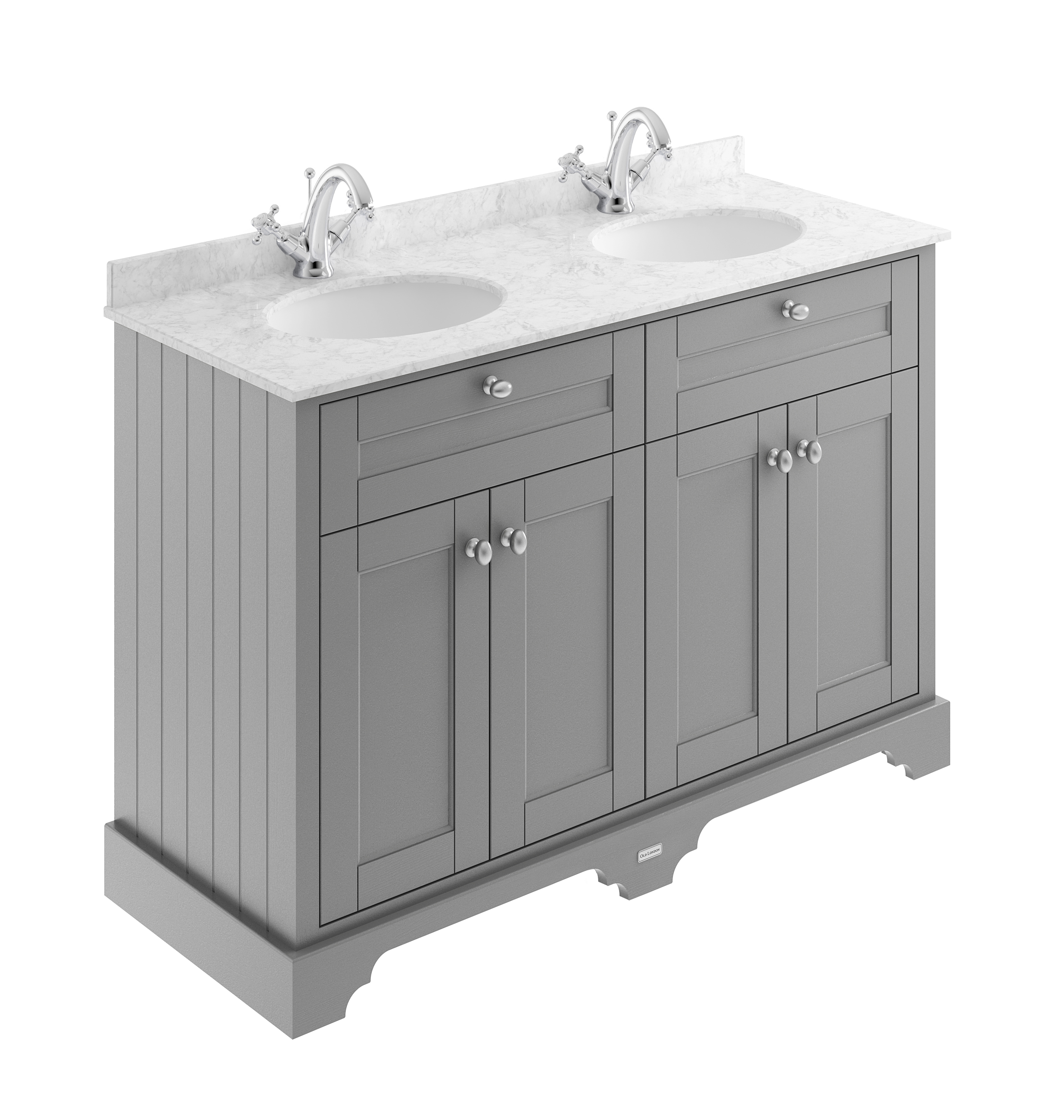 Hudson Reed Old London Storm Grey 1200mm Vanity Unit and Double Marble Top 1TH LOF265