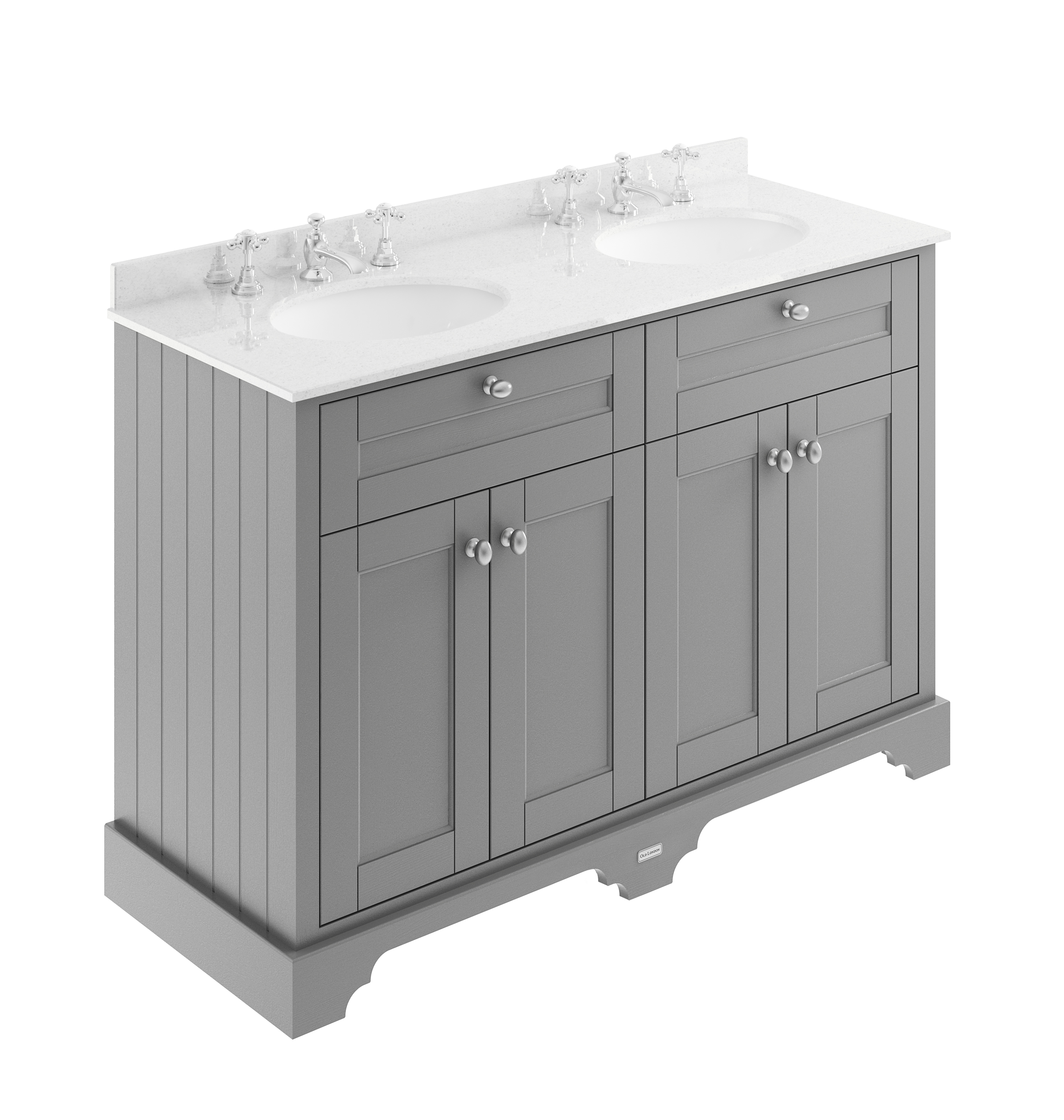 Hudson Reed Old London Storm Grey 1200mm Vanity Unit and Double Marble Top 3TH LOF267