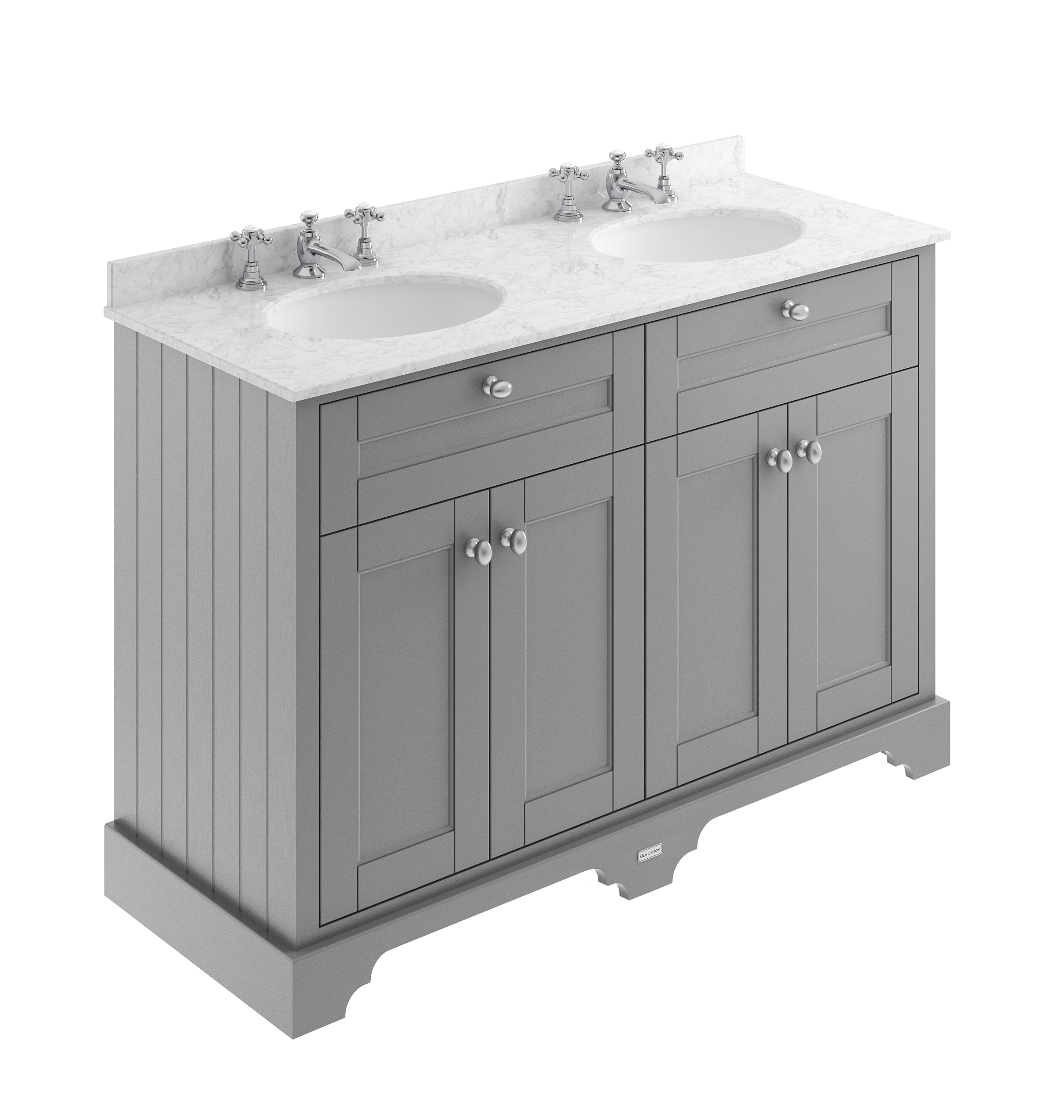 Hudson Reed Old London Storm Grey 1200mm Vanity Unit and Double Marble Top 3TH LOF268