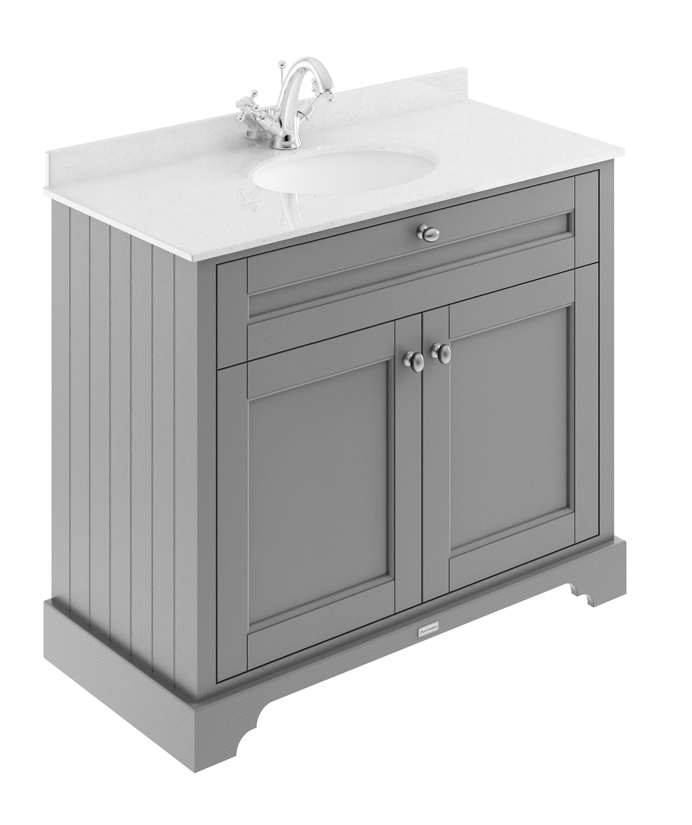 Hudson Reed Old London Storm Grey 1000mm Vanity Unit and Marble Top 1TH LOF277