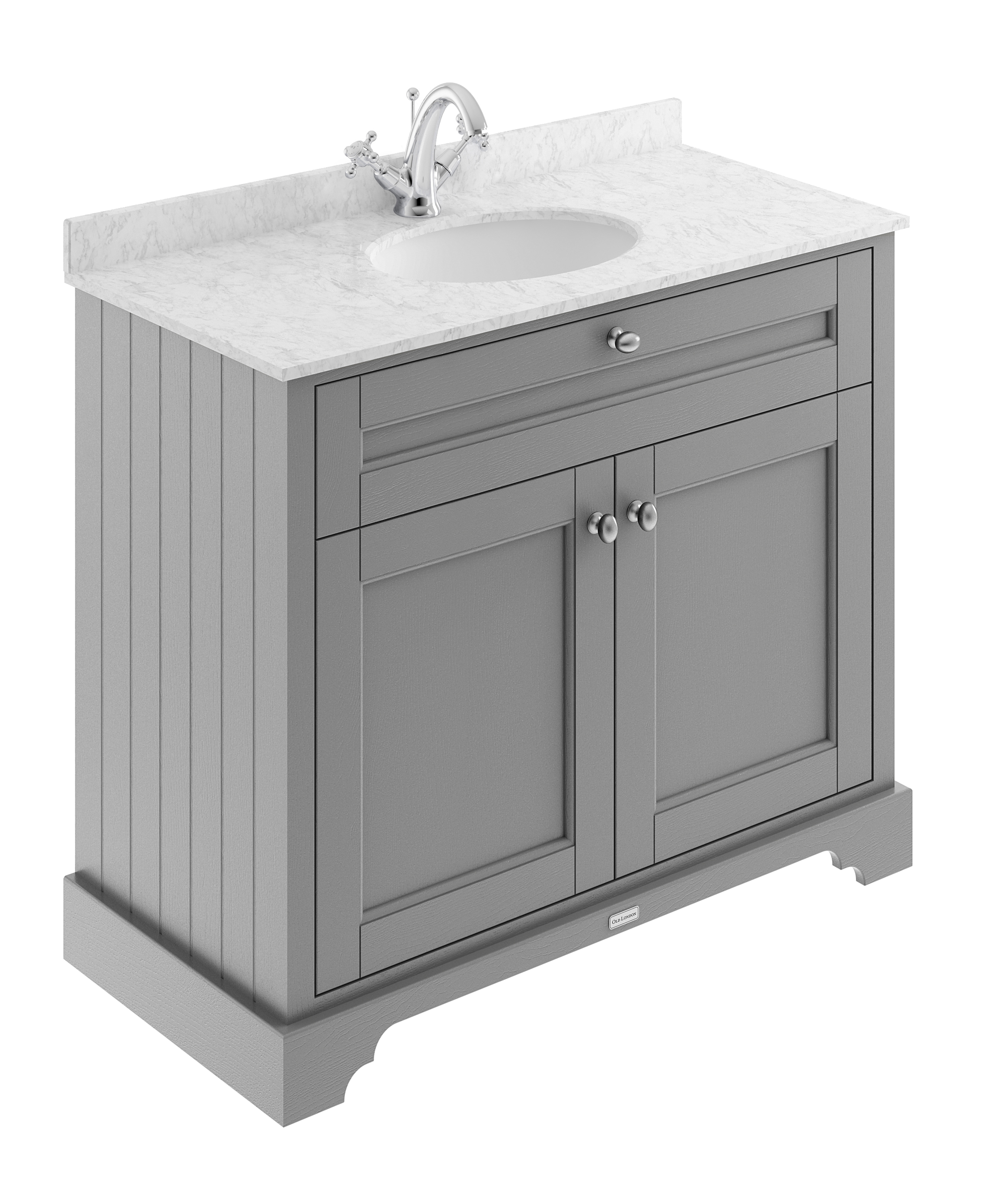 Hudson Reed Old London Storm Grey 1000mm Vanity Unit and Marble Top 1TH LOF278