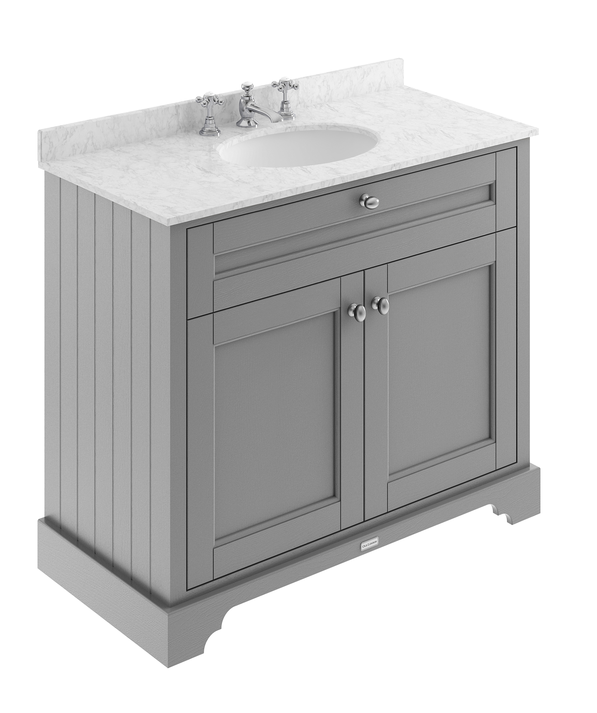 Hudson Reed Old London Storm Grey 1000mm Vanity Unit and Marble Top 3TH LOF281
