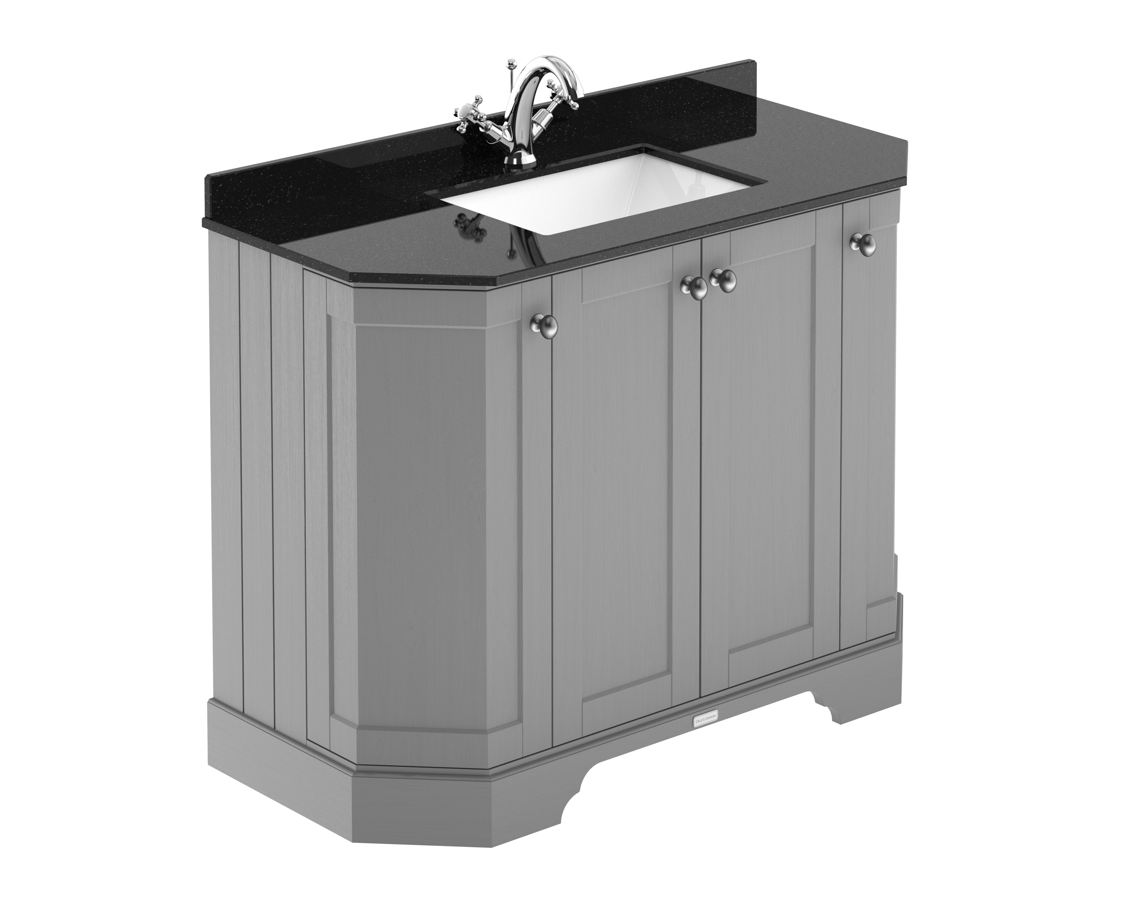 Hudson Reed Old London Storm Grey 1000mm 4 Door Angled Unit and Marble Top 1TH LOF282