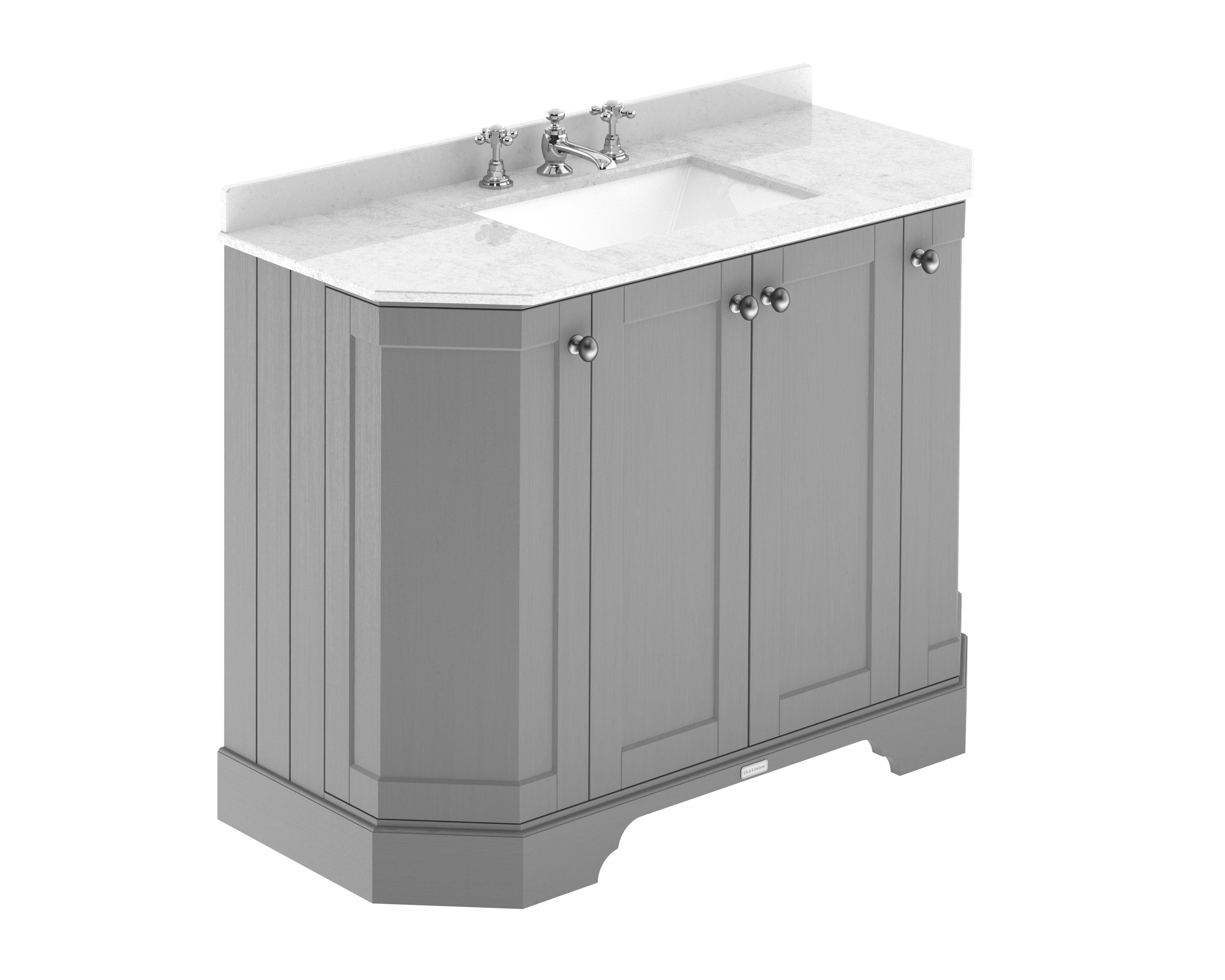 Hudson Reed Old London Storm Grey 1000mm 4 Door Angled Unit and Marble Top 3TH LOF286