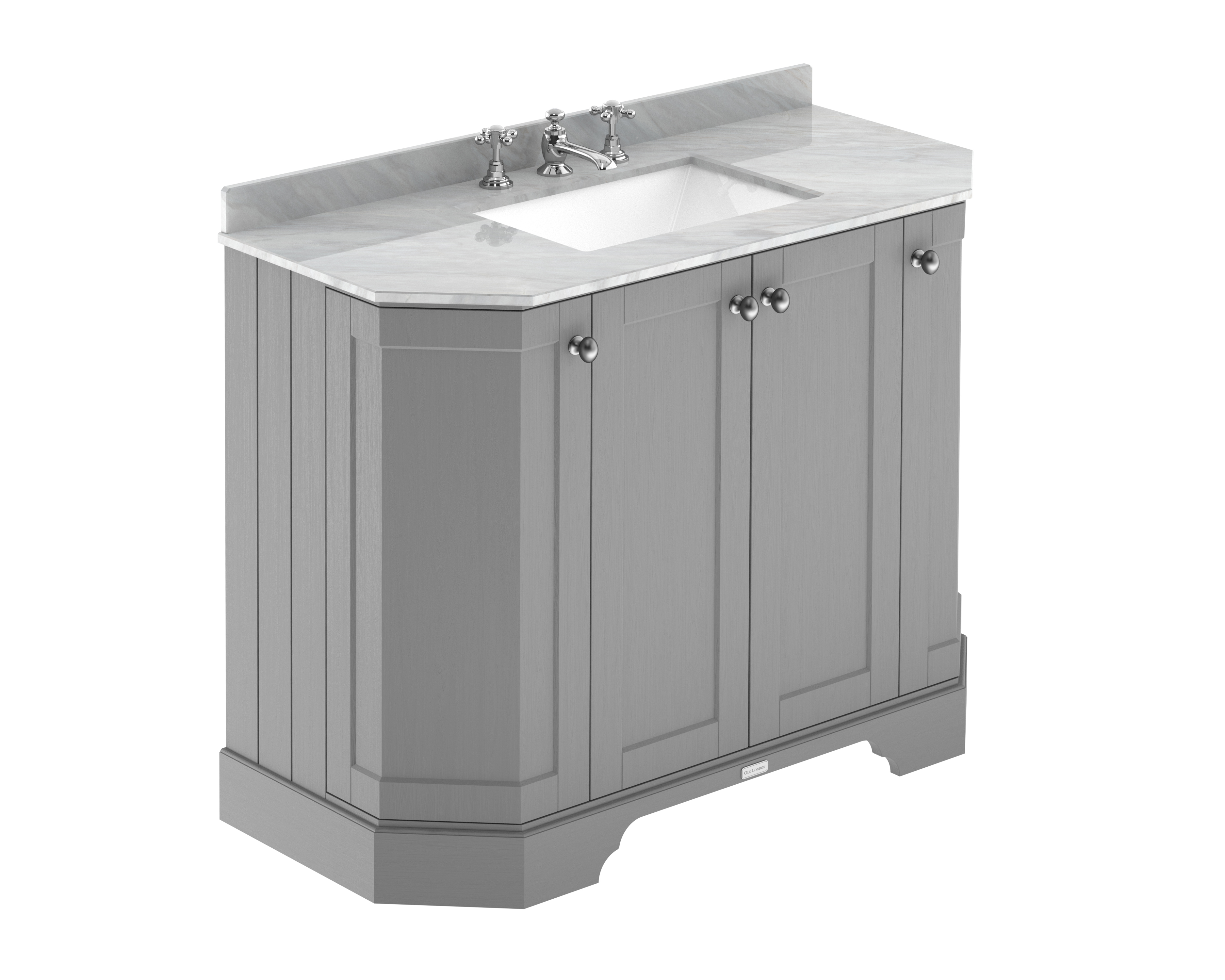 Hudson Reed Old London Storm Grey 1000mm 4 Door Angled Unit and Marble Top 3TH LOF287