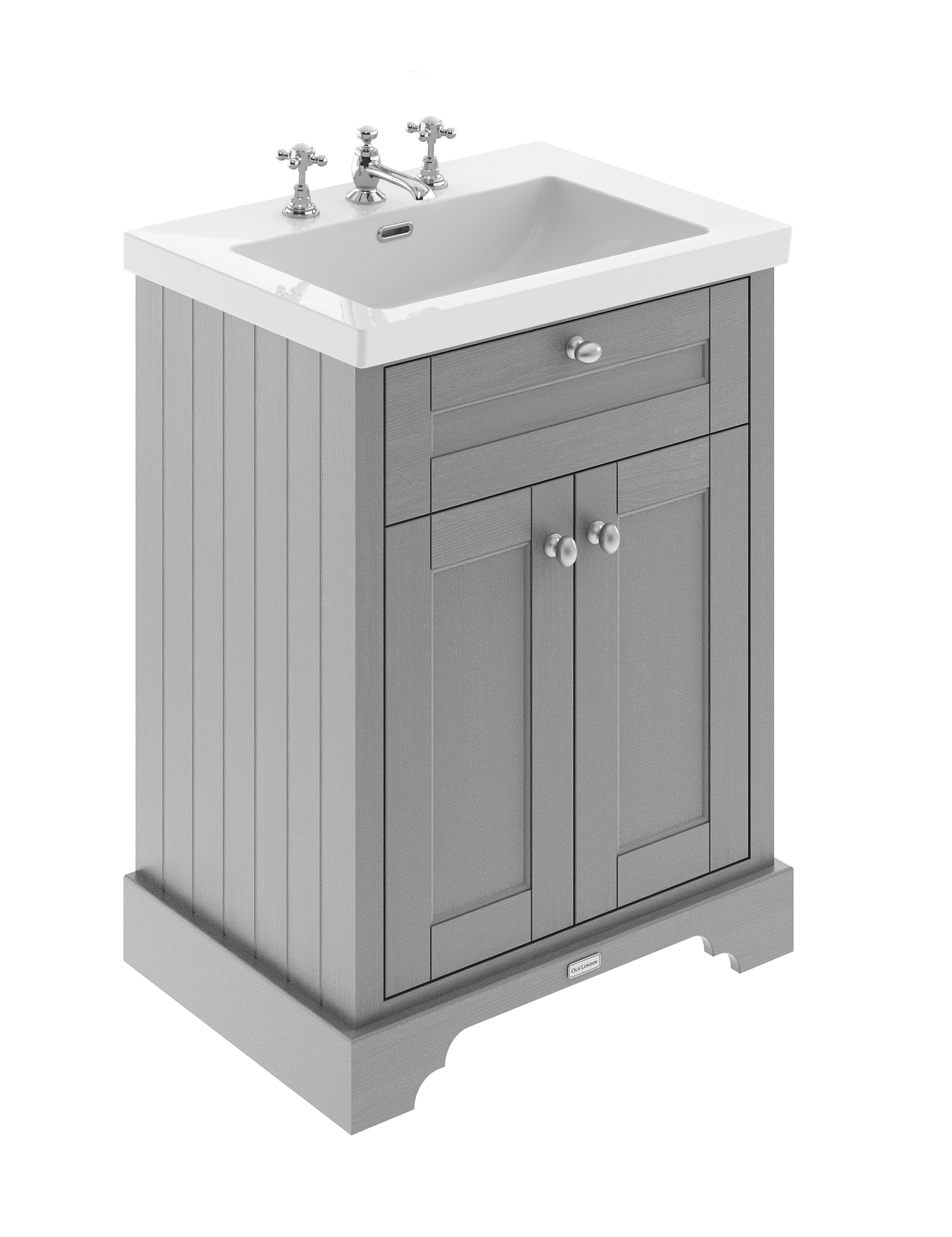 Hudson Reed Old London Storm Grey 600mm 2 Door Unit and Contemporary Fireclay Basin 3TH LOF290