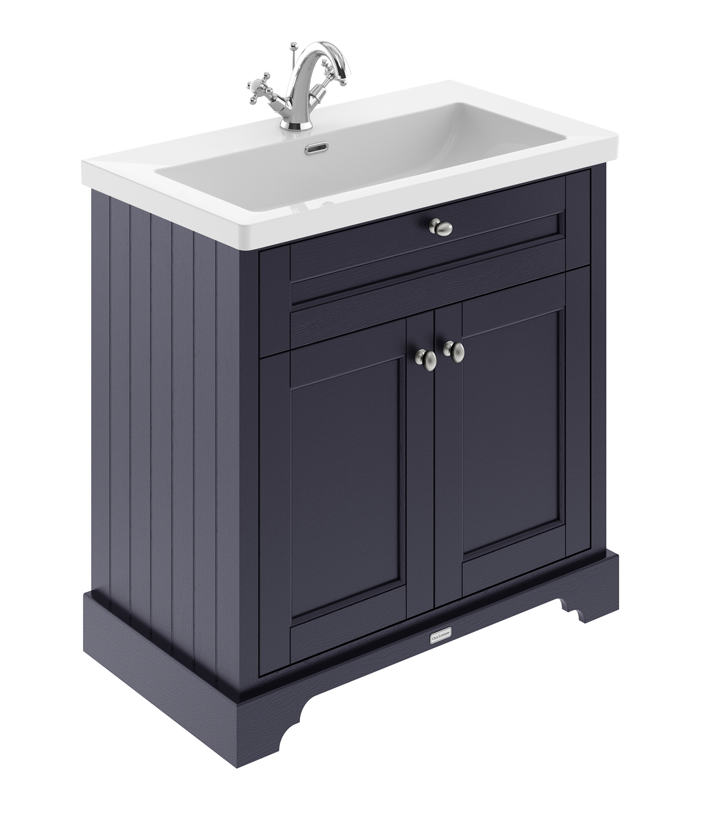 Hudson Reed Old London Twilight Blue 800mm 2 Door Unit and Contemporary Fireclay Basin 1TH LOF302