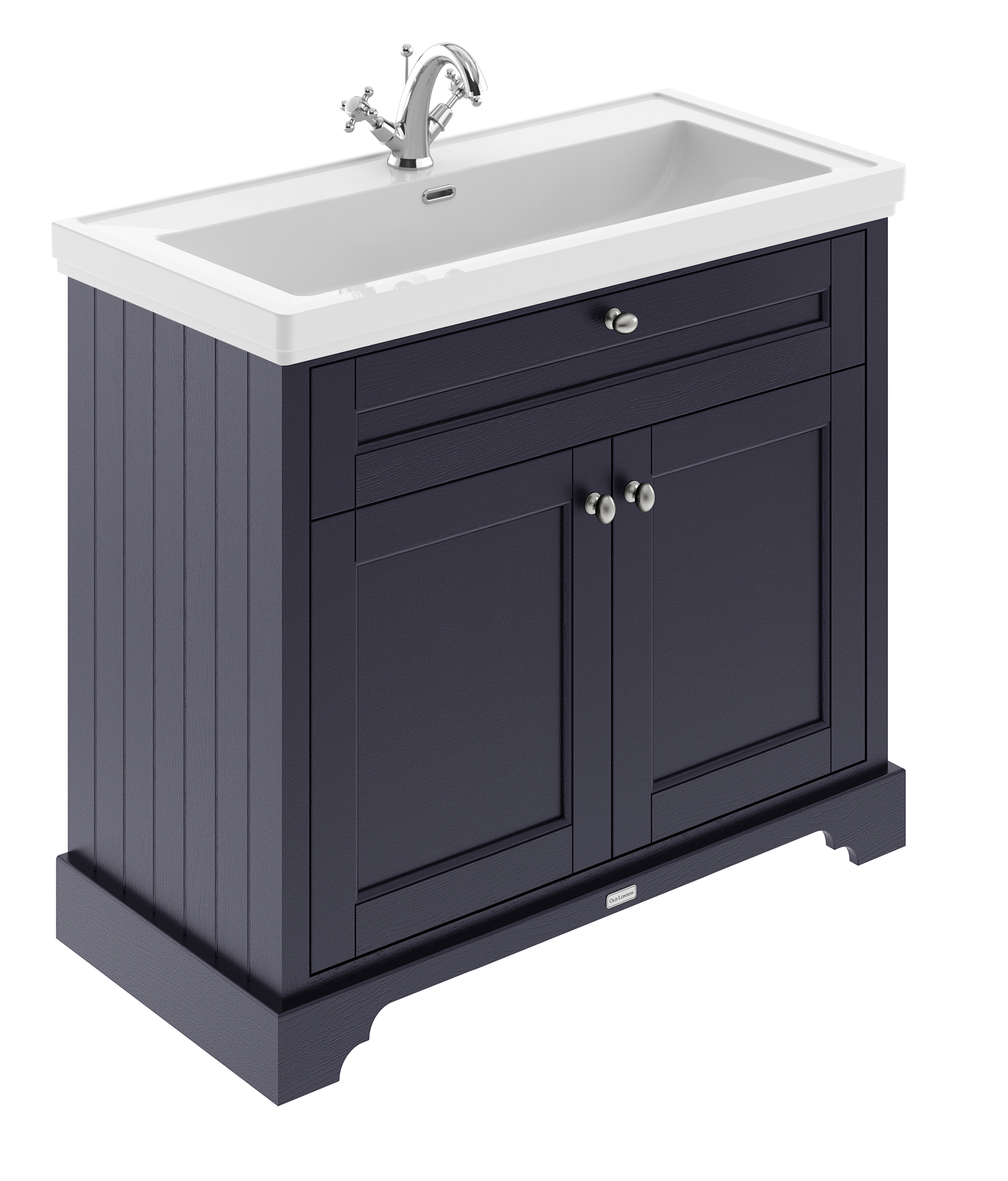 Hudson Reed Old London Twilight Blue 1000mm 2 Door Unit and Classic Fireclay Basin 1TH LOF308