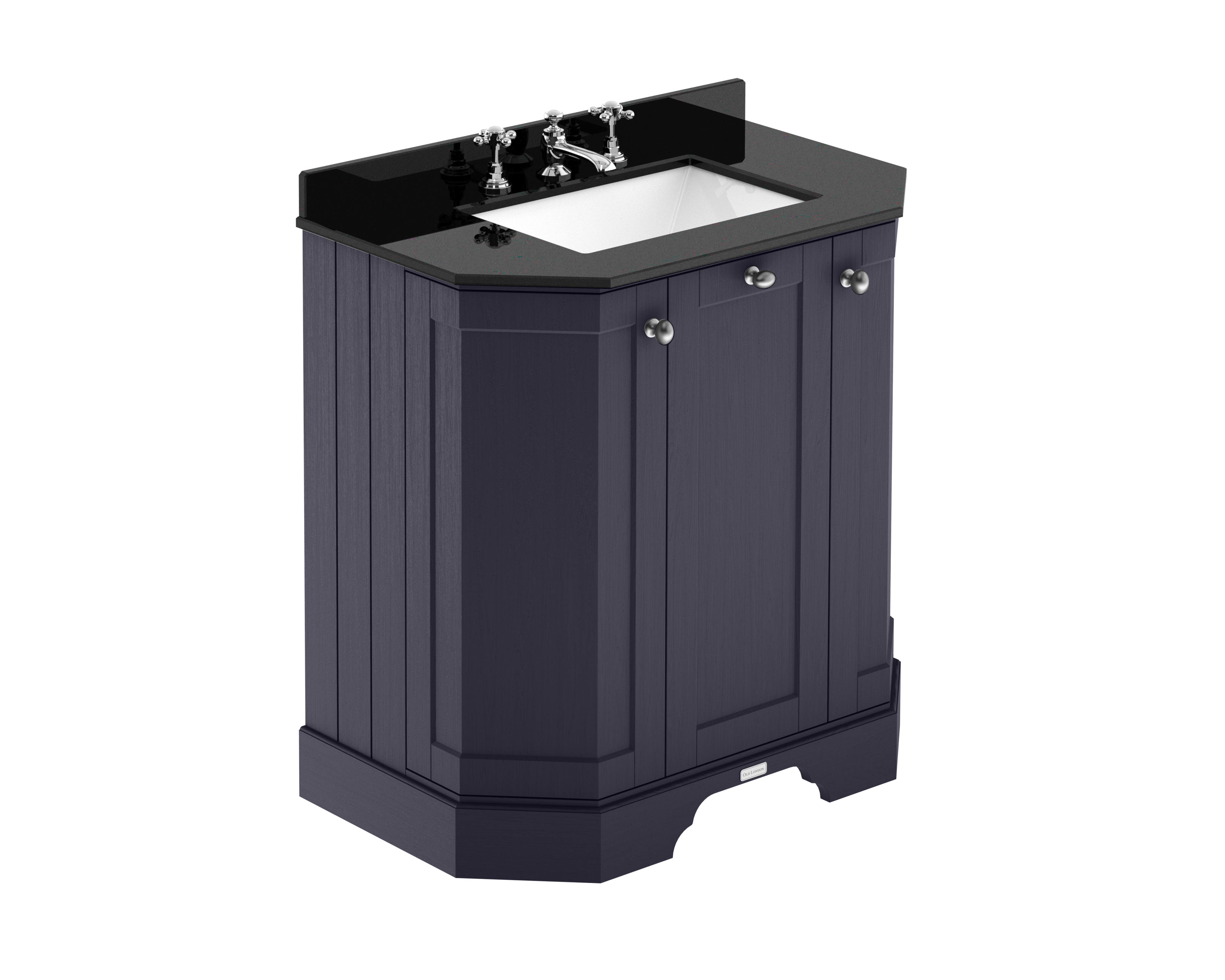 Hudson Reed Old London Twilight Blue 750mm 3 Door Angled Unit and Marble Top 3TH LOF315