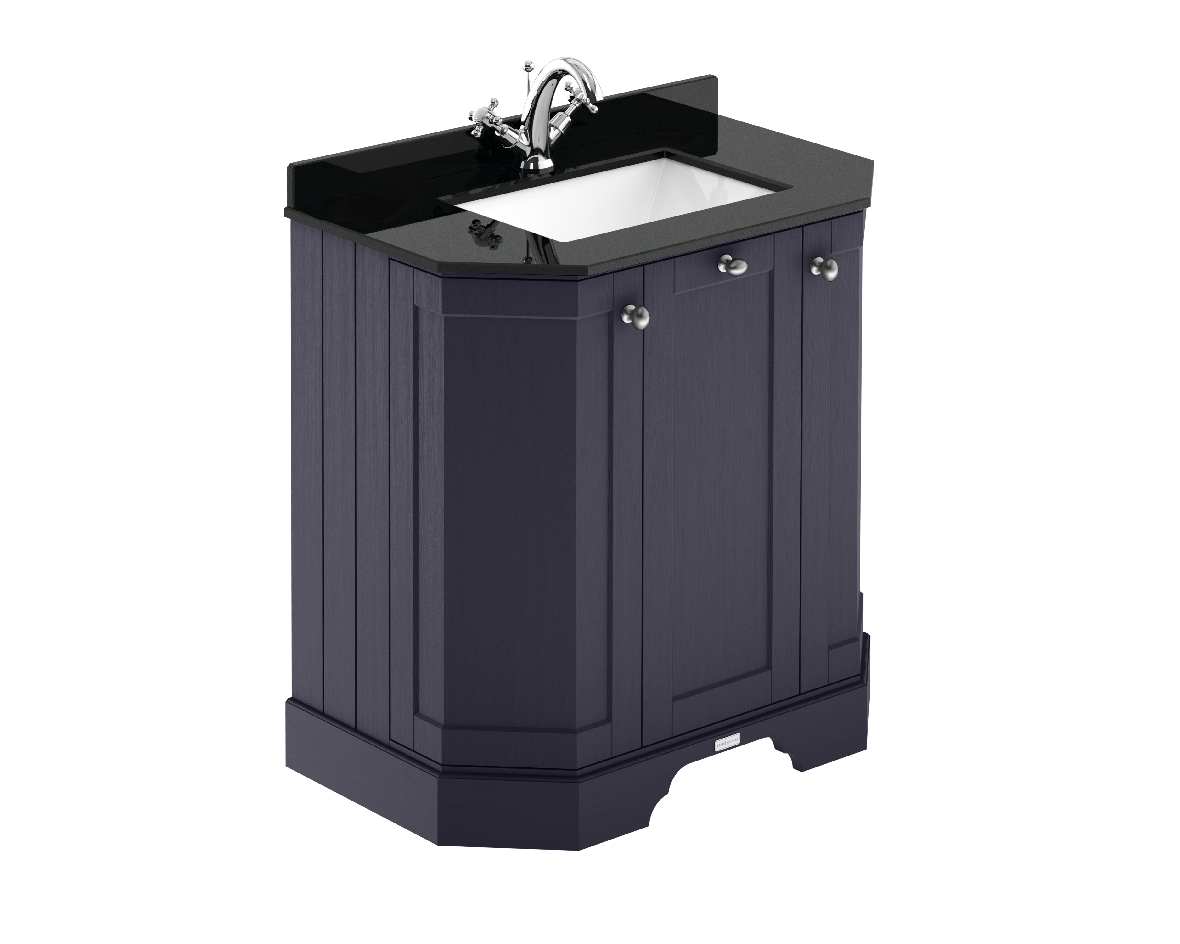Hudson Reed Old London Twilight Blue 750mm 3 Door Angled Unit and Marble Top 1TH LOF318