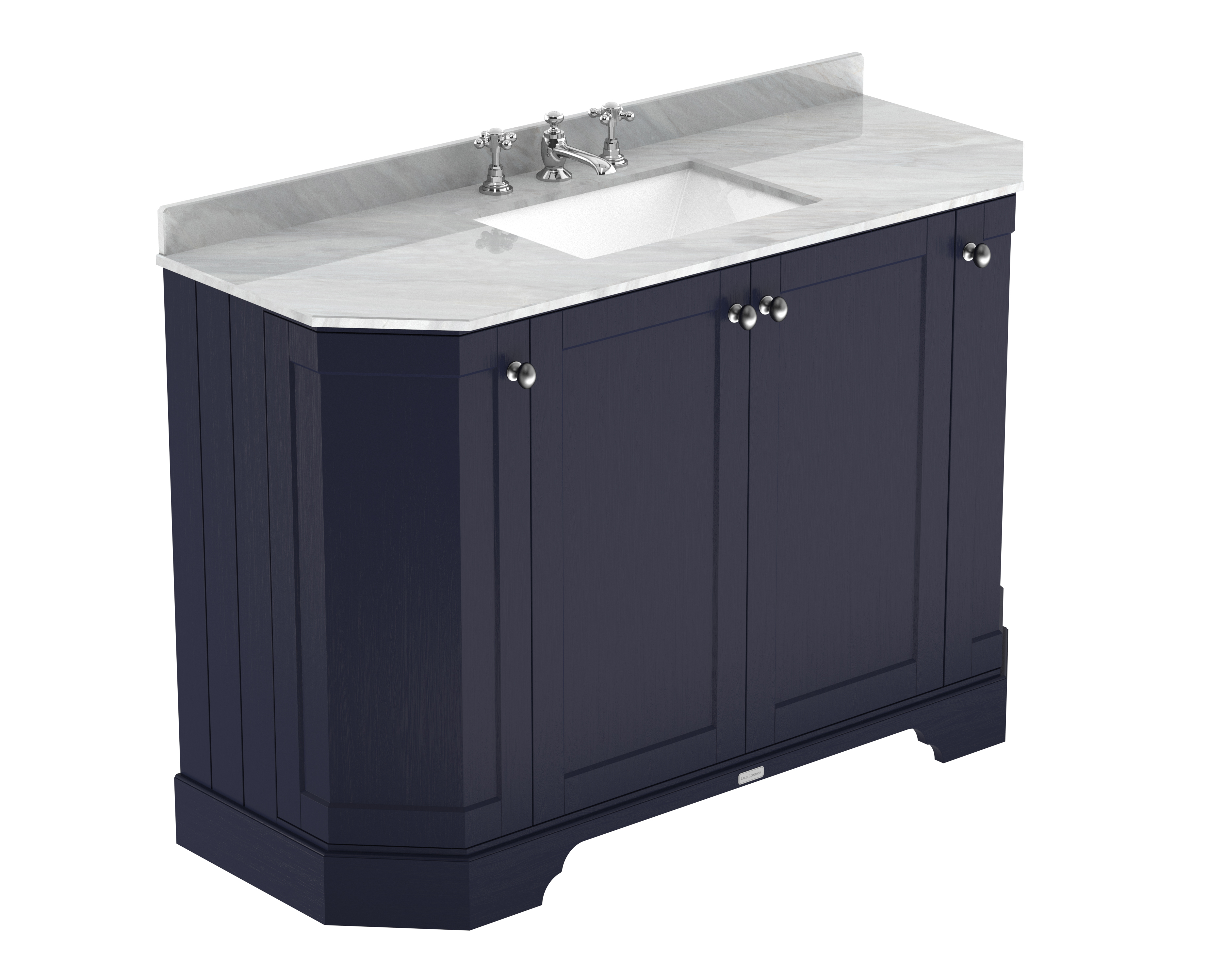 Hudson Reed Old London Twilight Blue 1200mm 4 Door Angled Unit and Marble Top 3TH LOF357