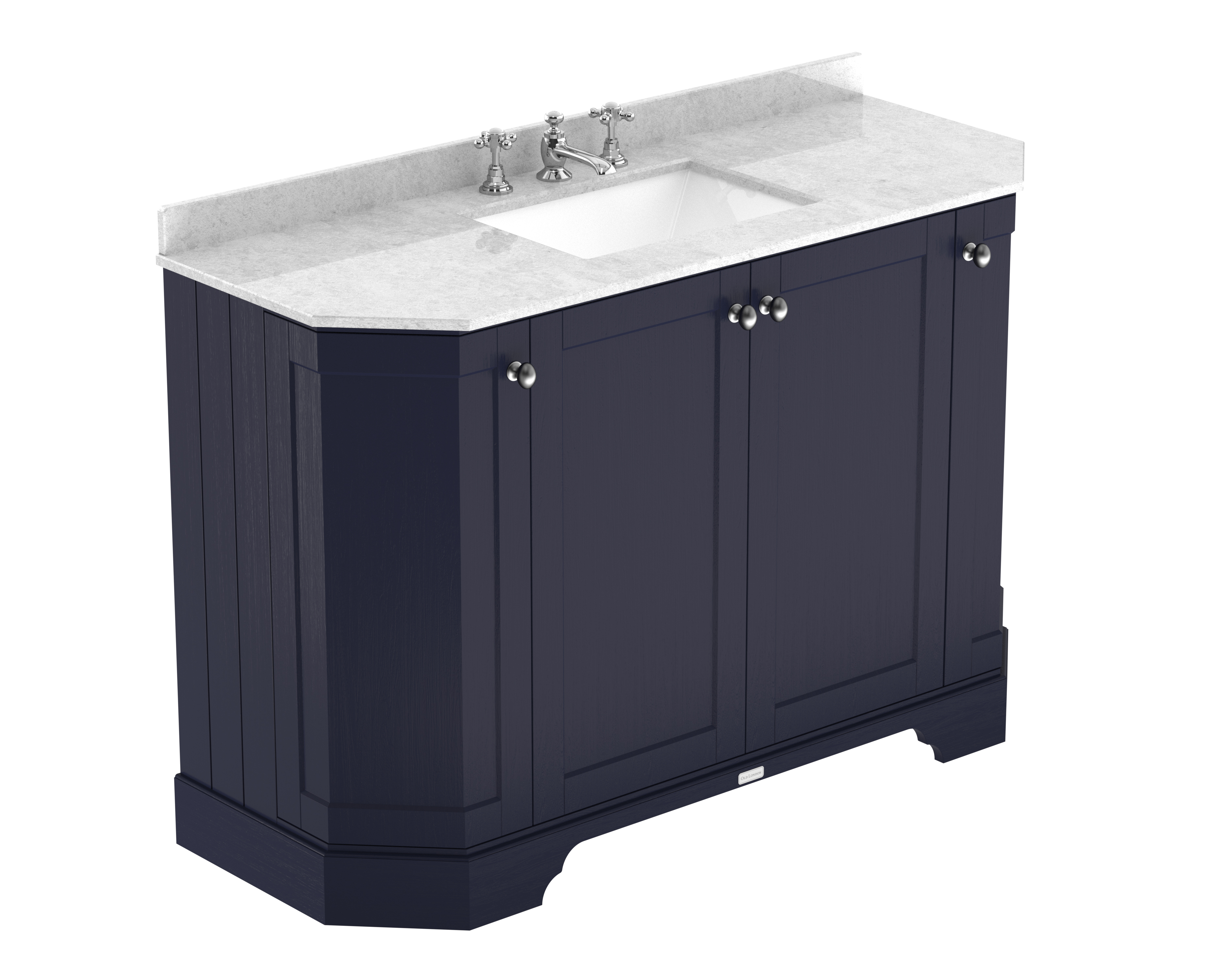 Hudson Reed Old London Twilight Blue 1200mm 4 Door Angled Unit and Marble Top 3TH LOF358