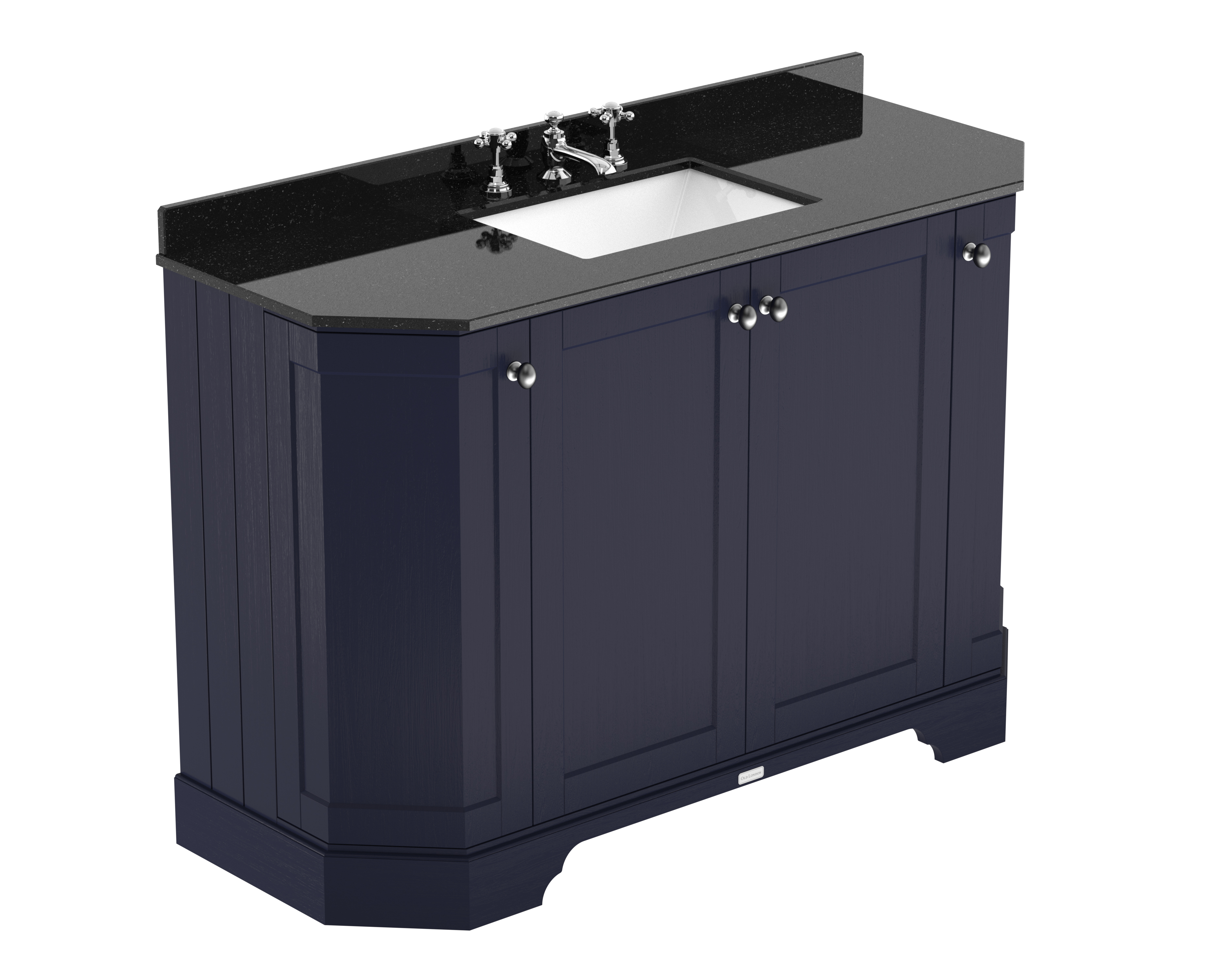 Hudson Reed Old London Twilight Blue 1200mm 4 Door Angled Unit and Marble Top 3TH LOF359