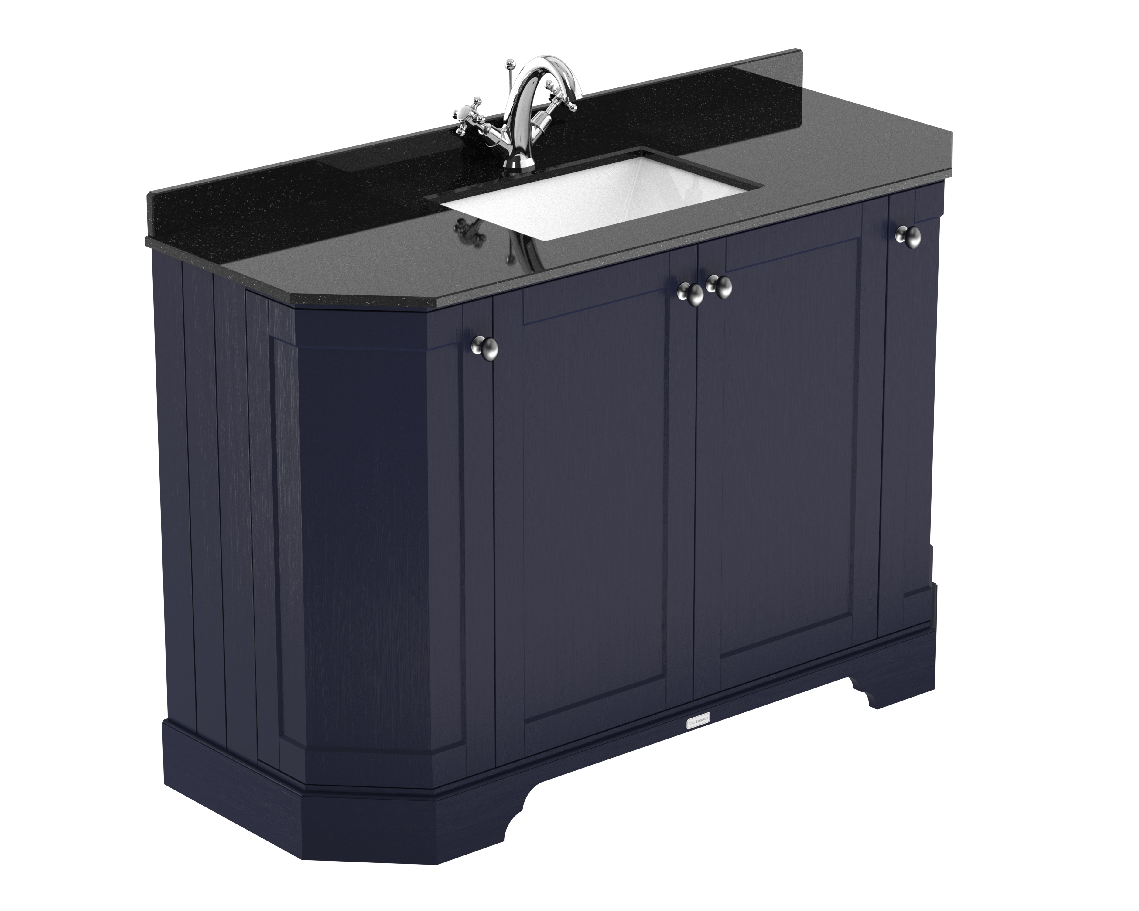 Hudson Reed Old London Twilight Blue 1200mm 4 Door Angled Unit and Marble Top 1TH LOF362