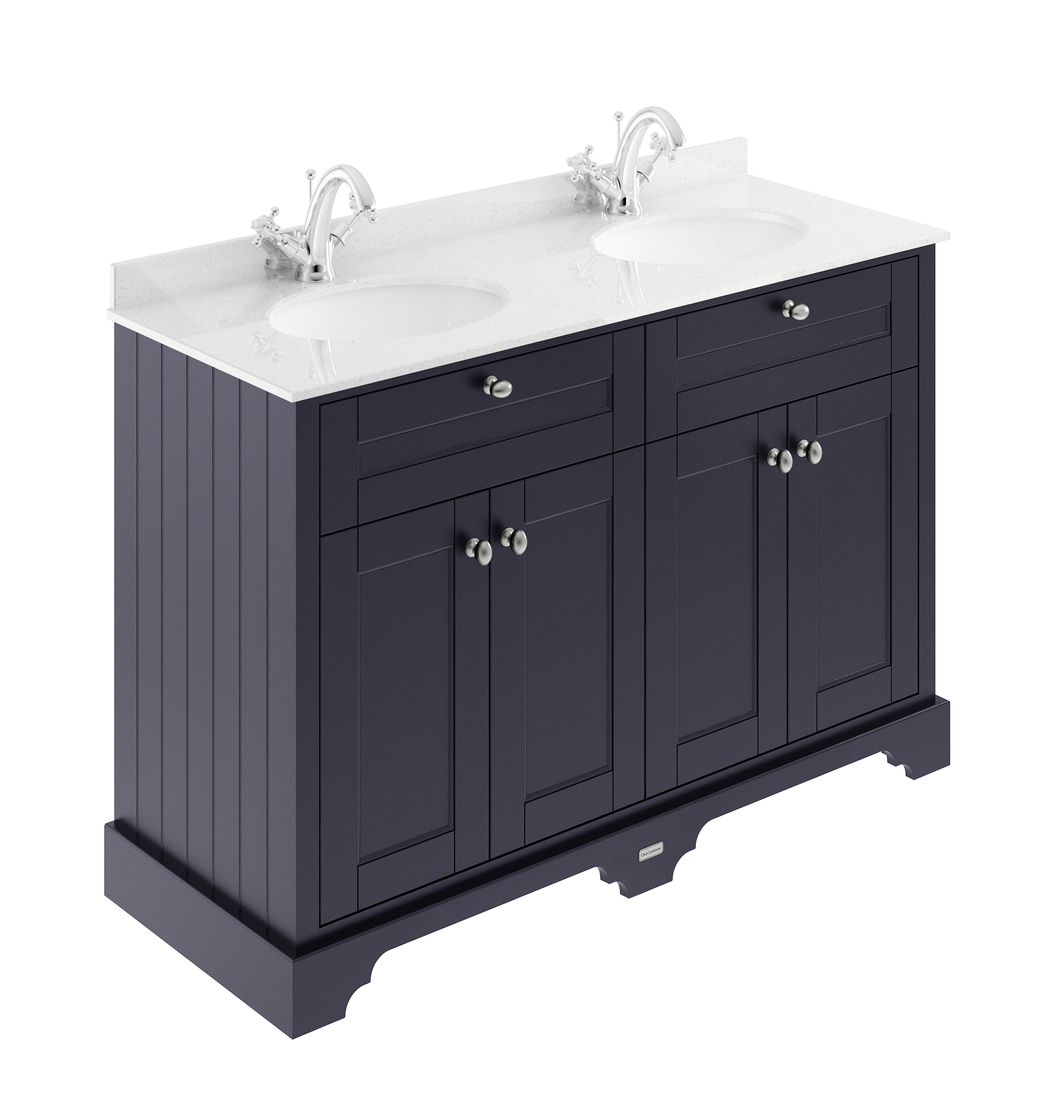 Hudson Reed Old London Twilight Blue 1200mm Vanity Unit and Double Marble Top 1TH LOF364